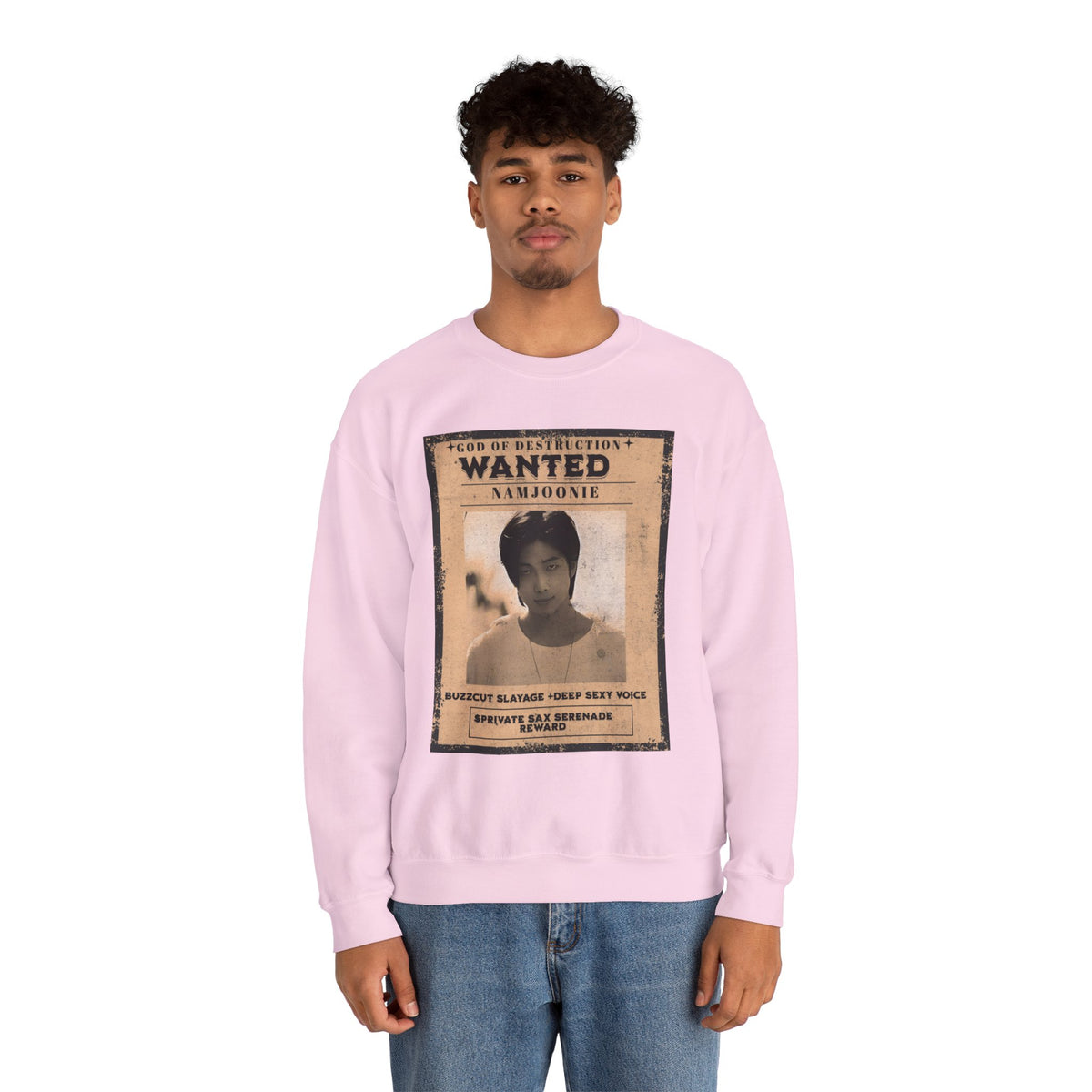 Wanted Poster Crewneck Sweatshirt — 'Wanted: Namjoonie' Vintage K-Pop Graphic