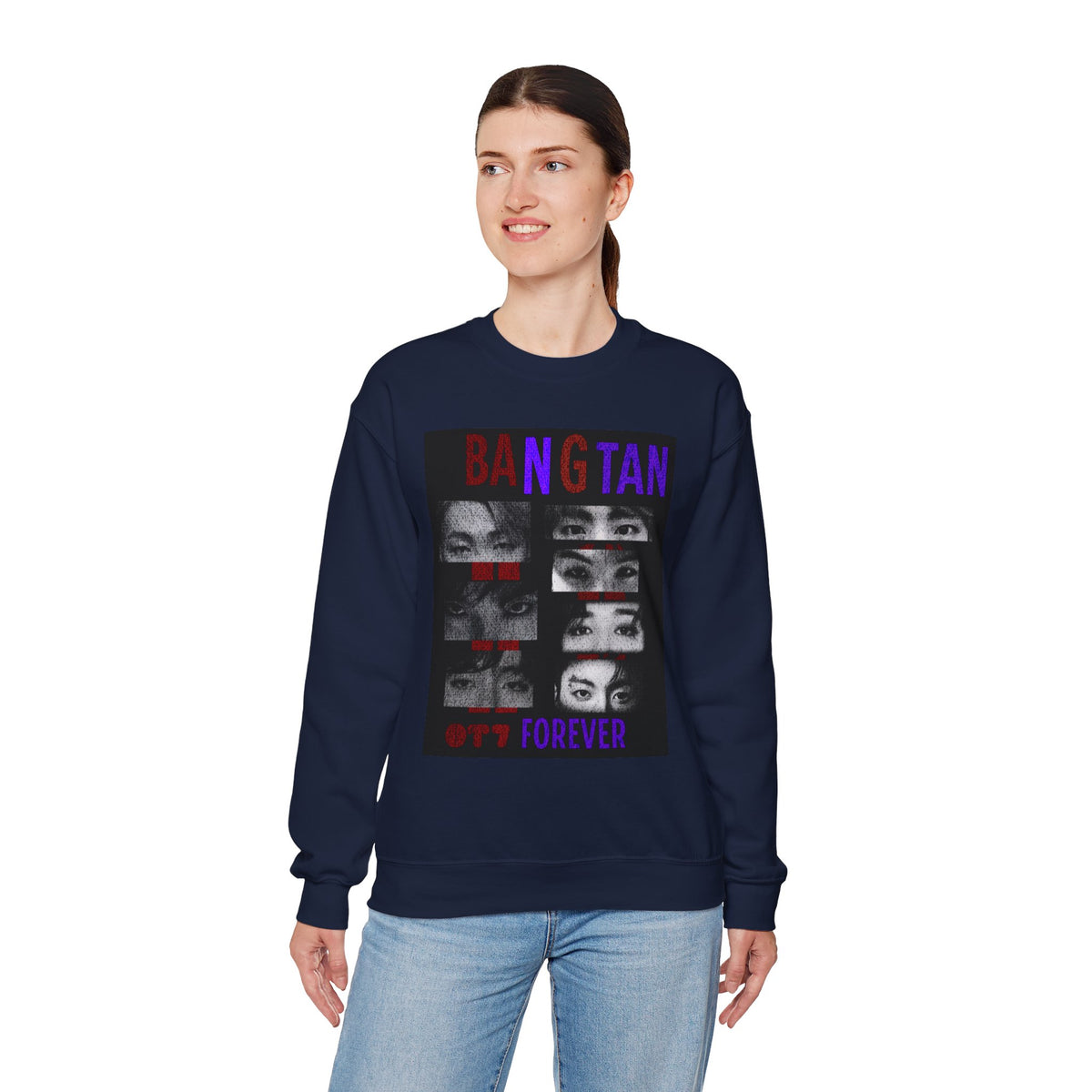 Bangtan Eyes Graphic Sweatshirt — K-Pop Fan Crewneck ("BANGTAN 07 FOREVER")