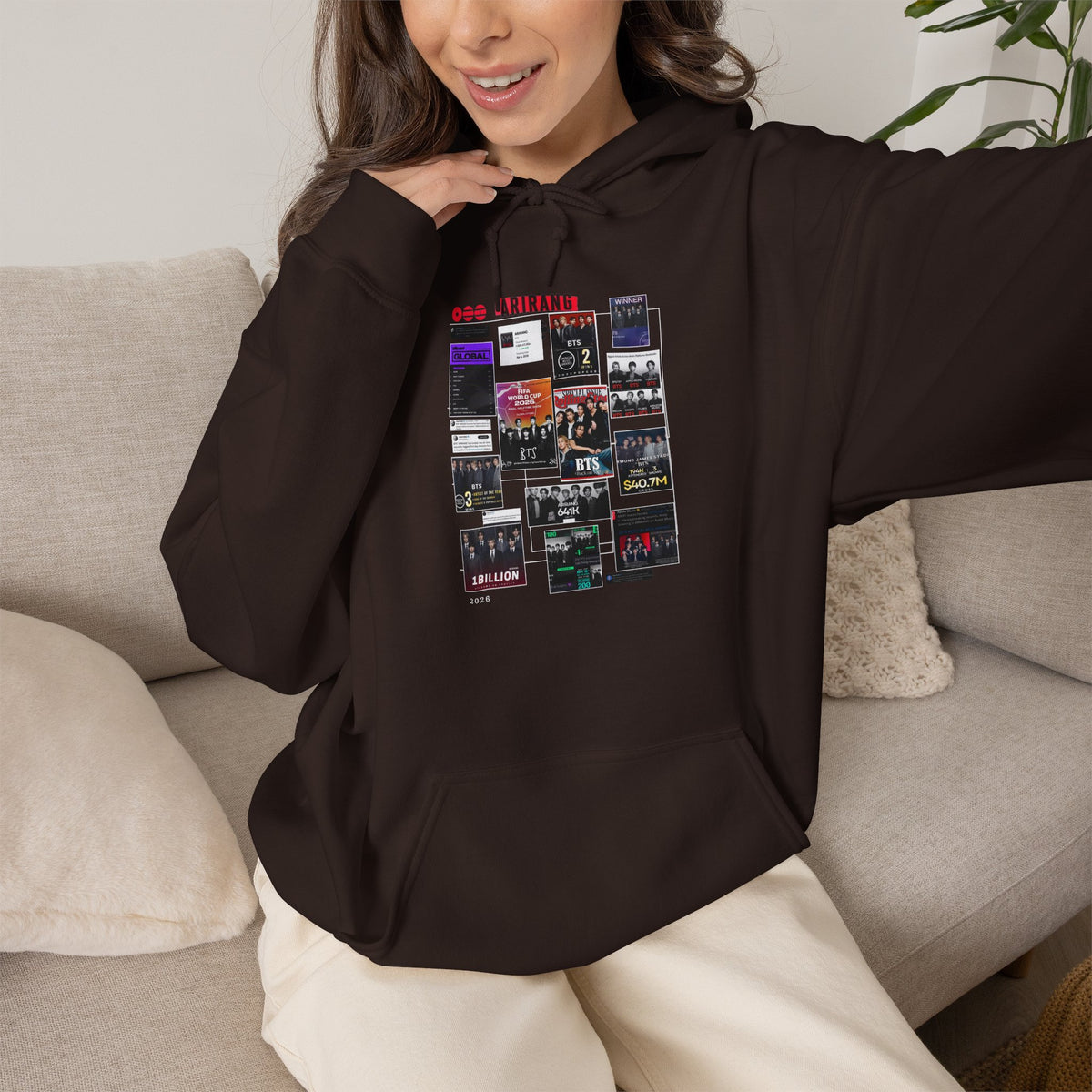 BTS Collage Hoodie — Retro Music Posters Graphic Sweatshirt