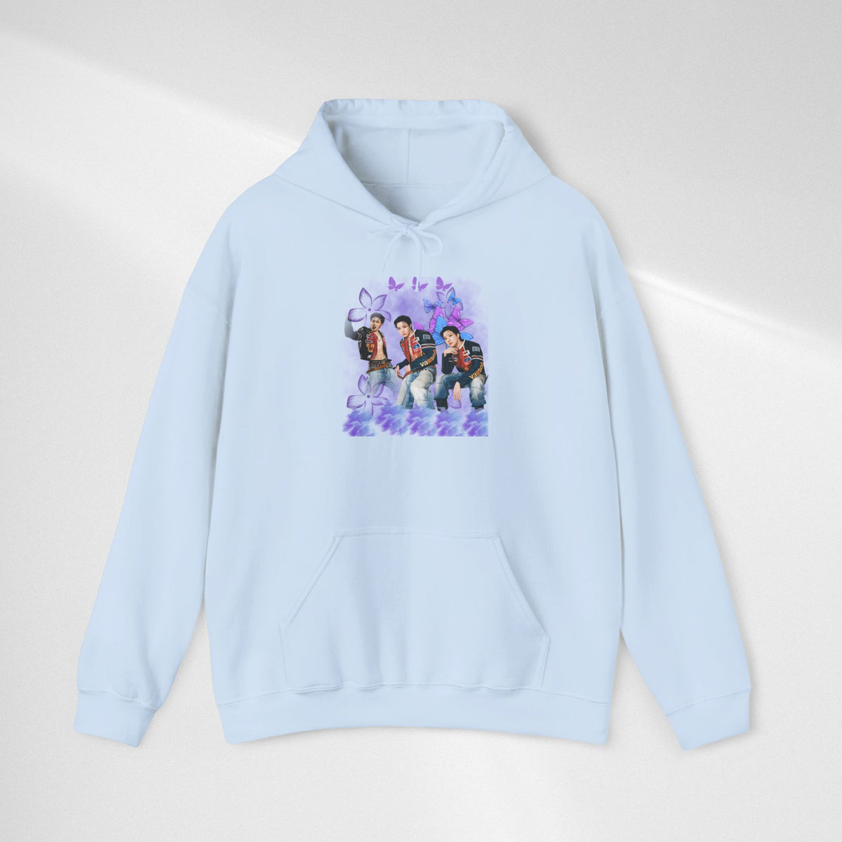 JHOPE Photo Hoodie — Purple Watercolor Floral Crew Sweatshirt