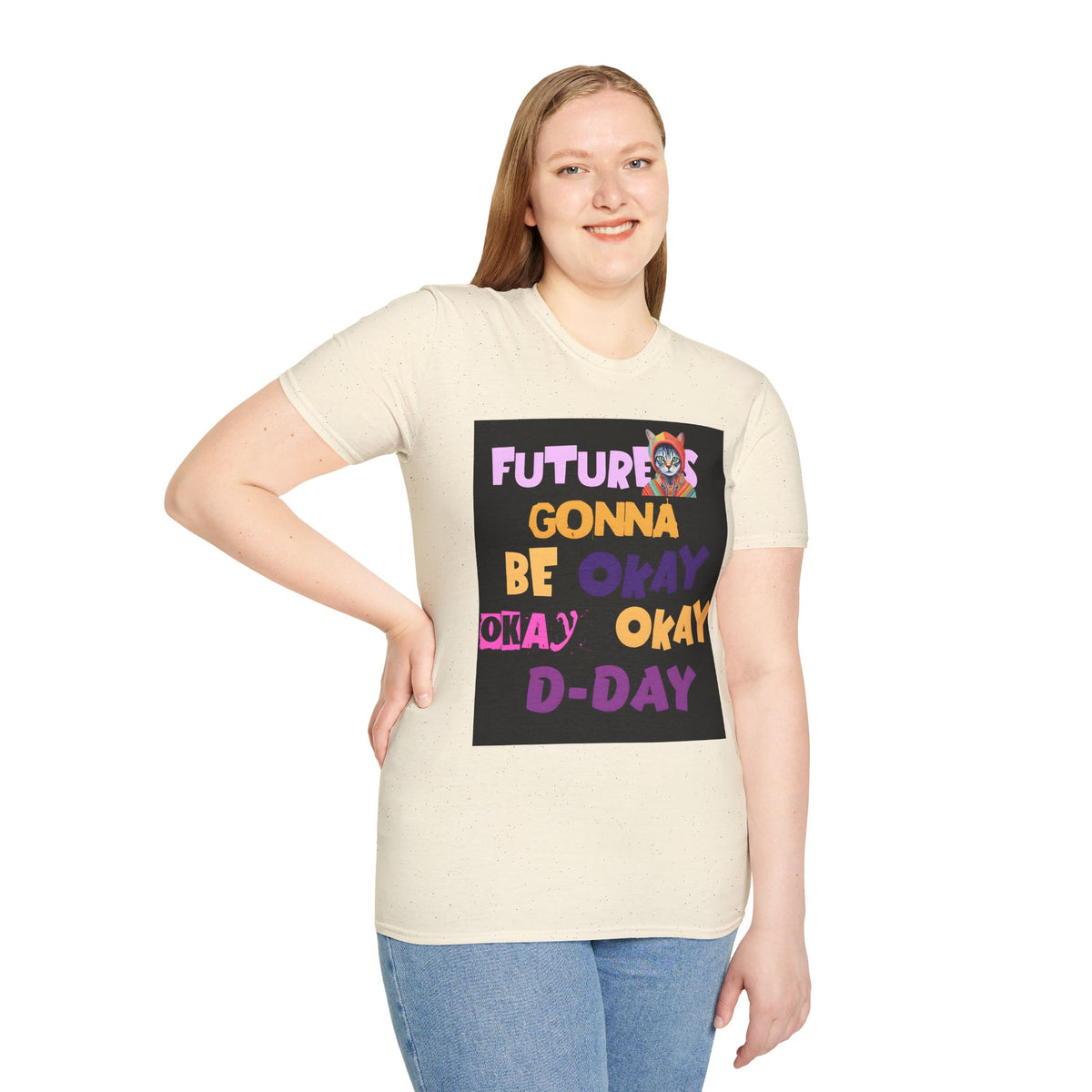 T-Shirt — “Future’s Gonna Be Okay” Positive Cat Graphic Tee