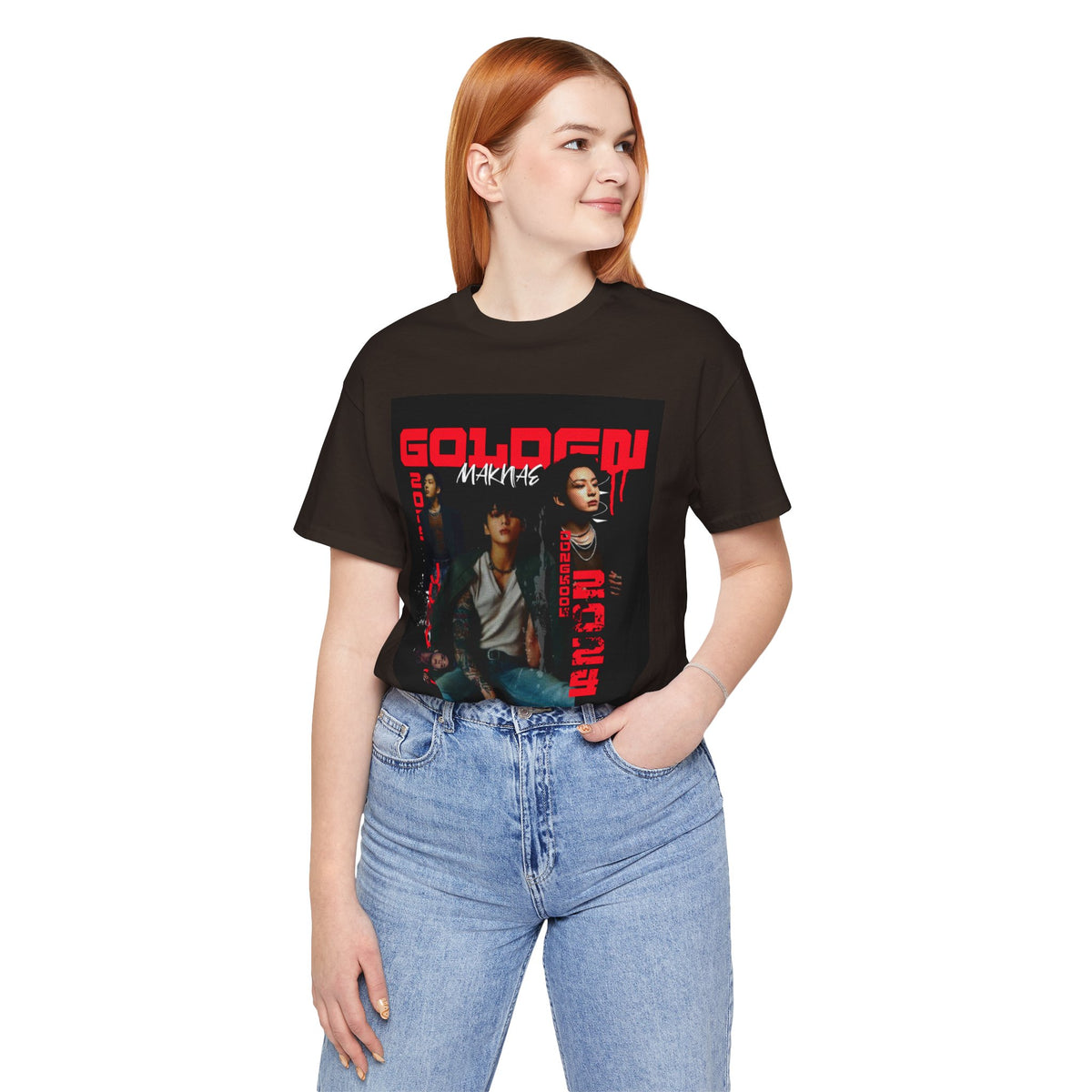 Jungkook Graphic Tee — Golden (Red Text)