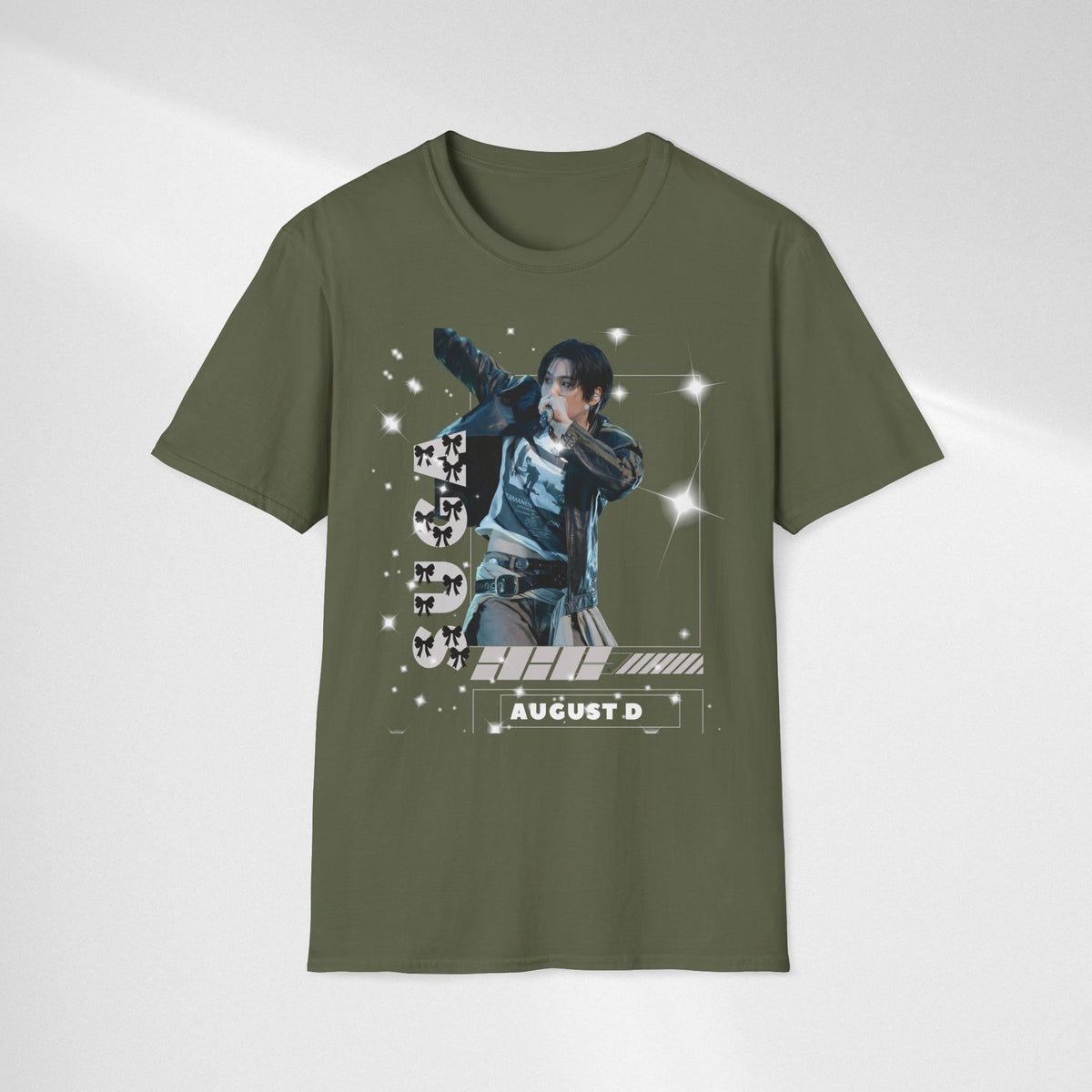 Vintage K-Pop Idol Graphic Tee — "SUGA 93" Sparkle Jersey Shirt
