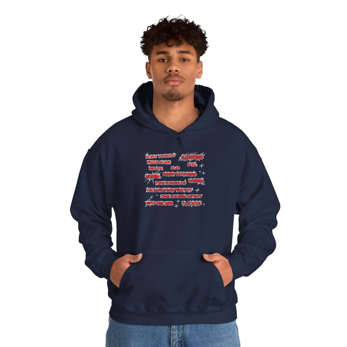 BTS Text Graphic Hoodie —  Red Script Sweatshirt