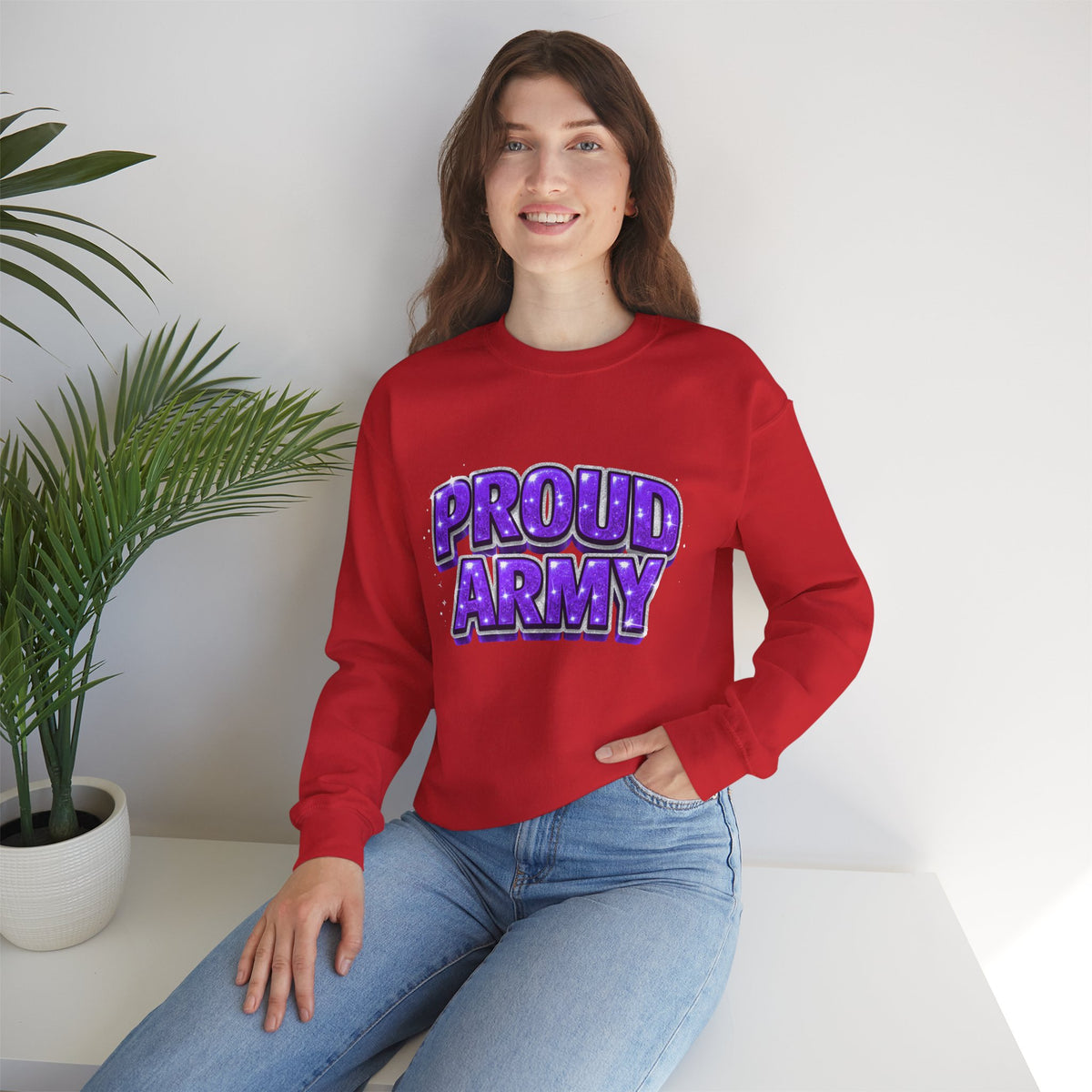Proud Army Crewneck Sweatshirt — Support Pullover