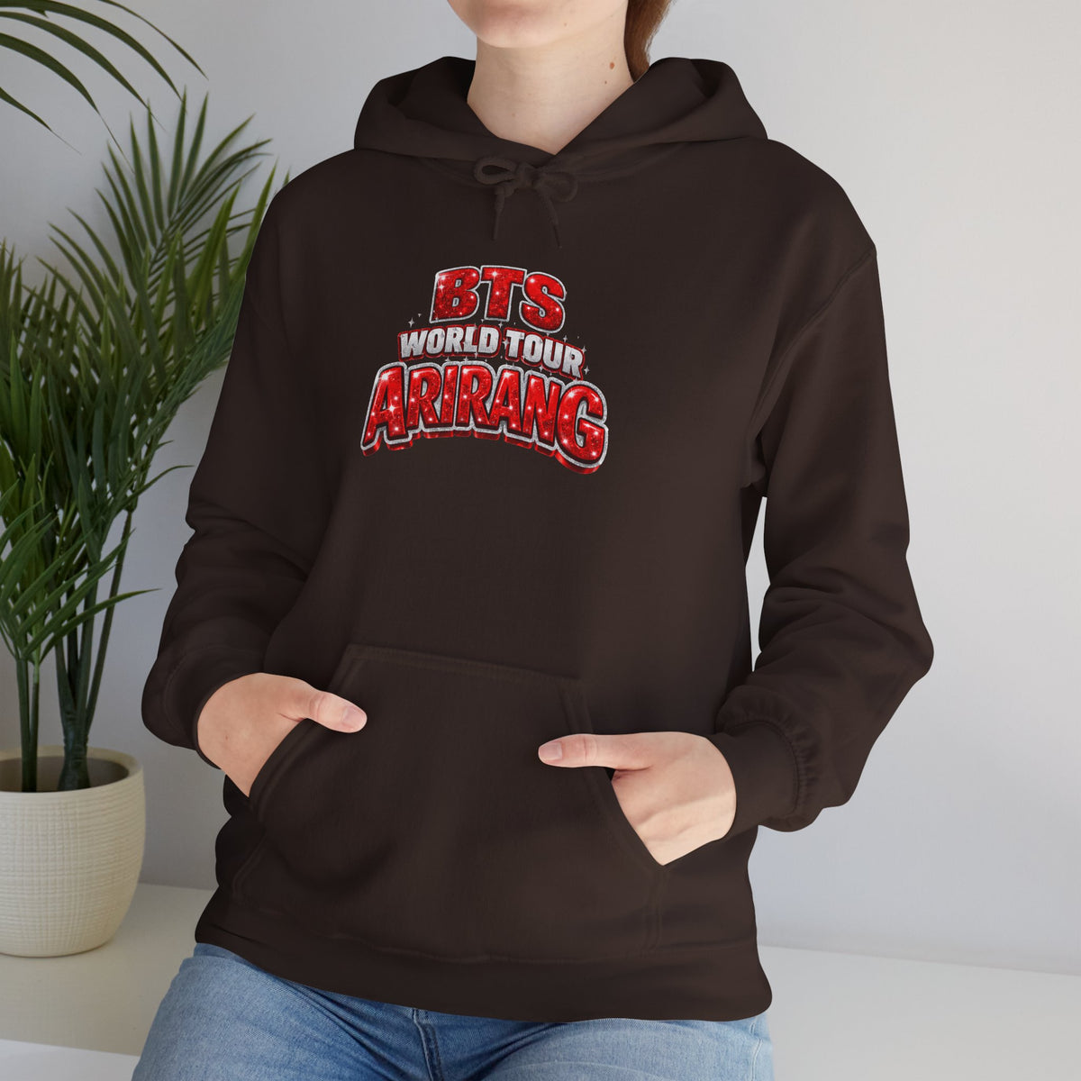 BTS Hoodie — "World Tour ARMY" Retro Red Graphic Pullover