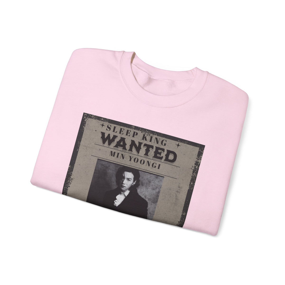 Suga Wanted Poster Crewneck Sweatshirt – Vintage 'Sleep King' Graphic