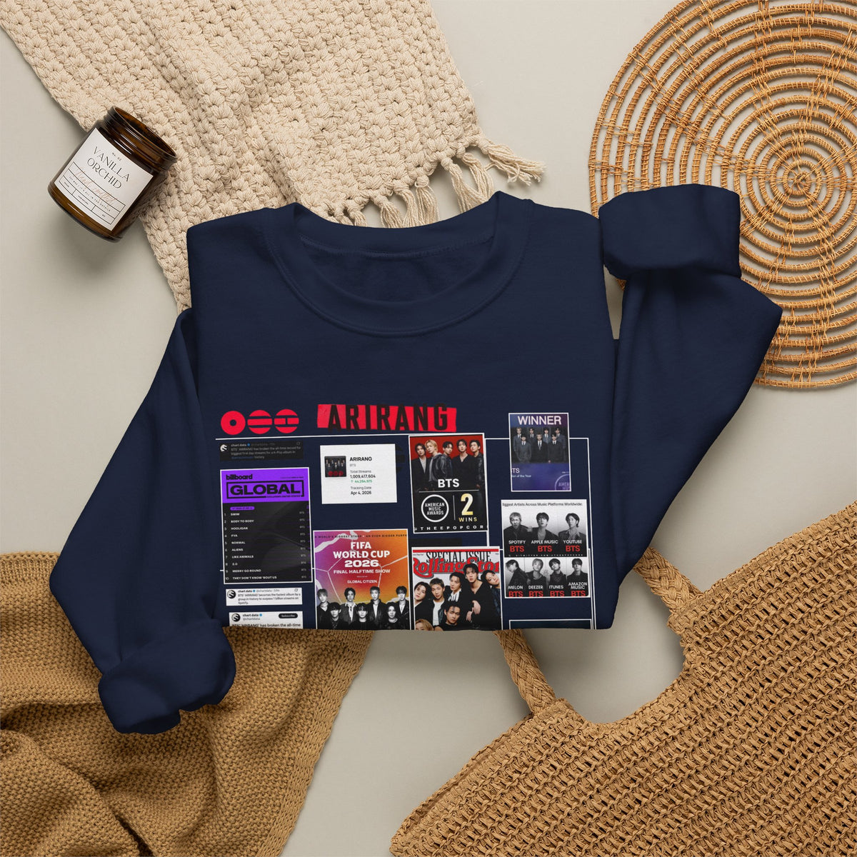 BTS Collage Graphic Crewneck Sweatshirt — Music Poster Design