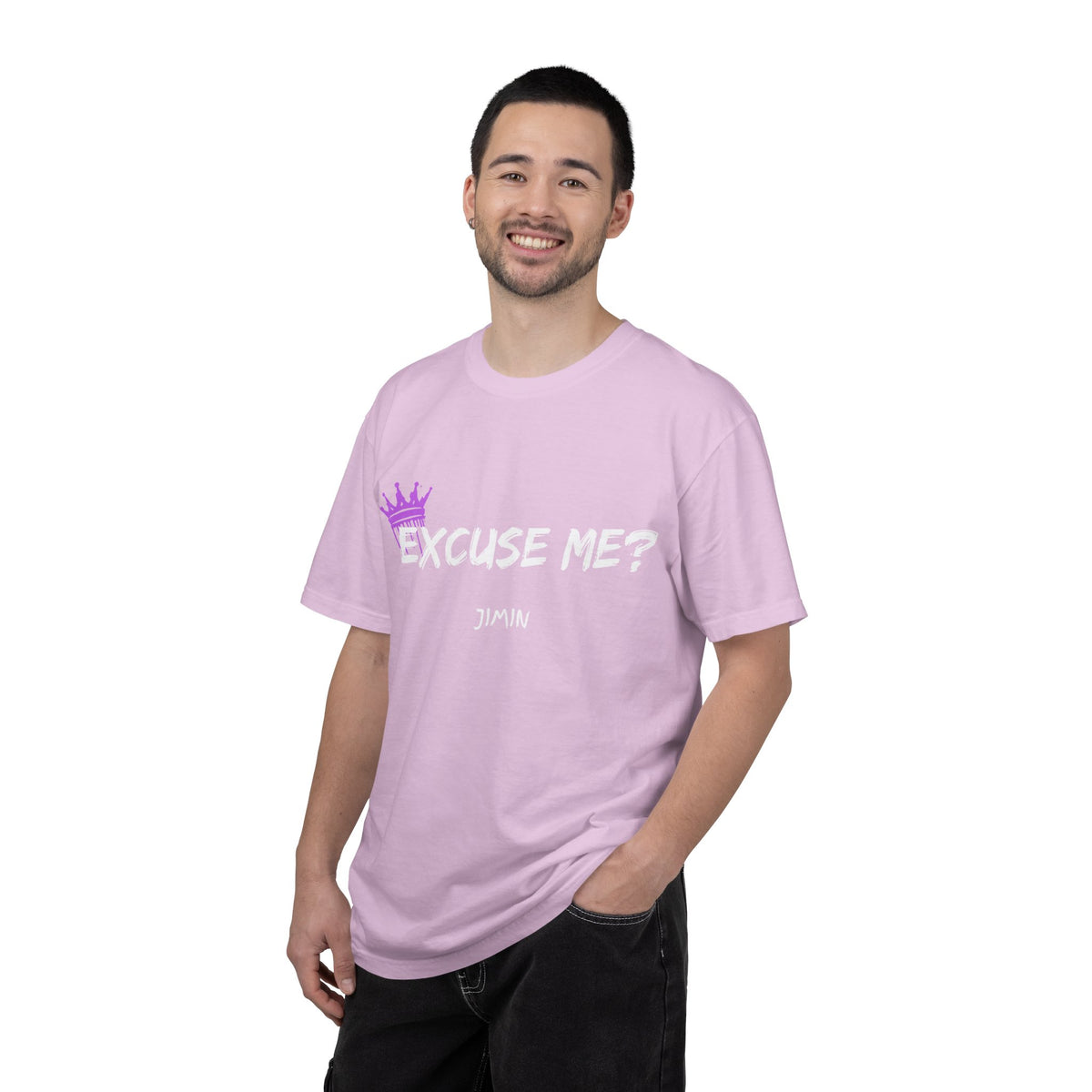 Excuse Me? Jimin T‑Shirt — BTS Fan Tee with Purple Crown Graphic