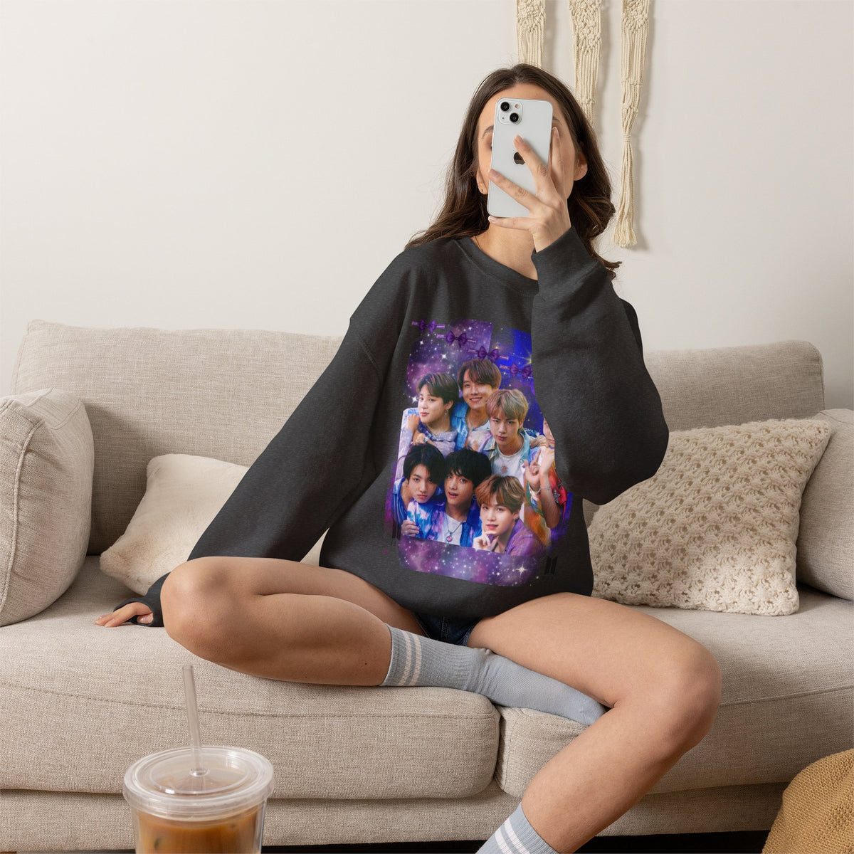 BTS Group Photo Crewneck Sweatshirt — Purple Star Aesthetic