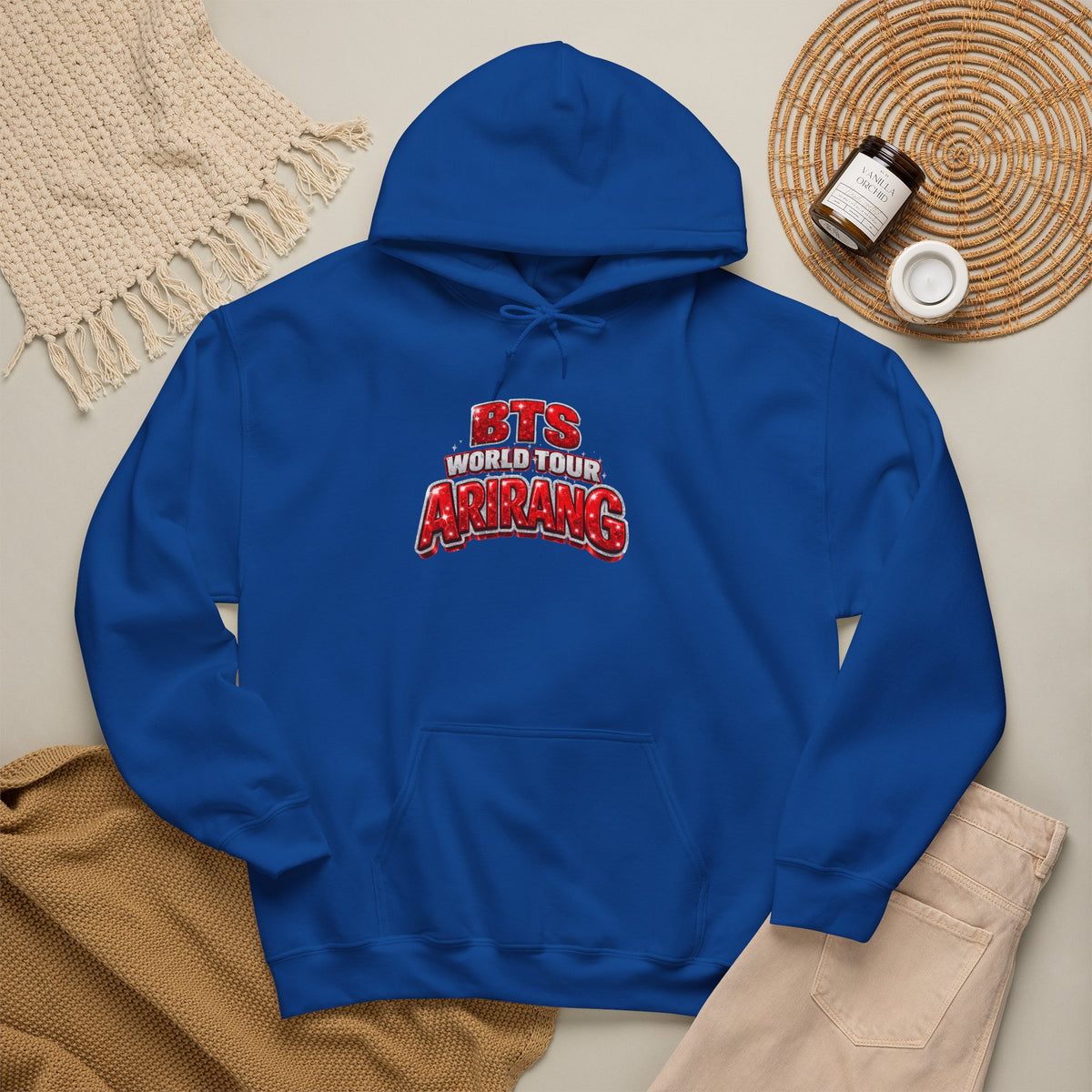 BTS Hoodie — "World Tour ARMY" Retro Red Graphic Pullover