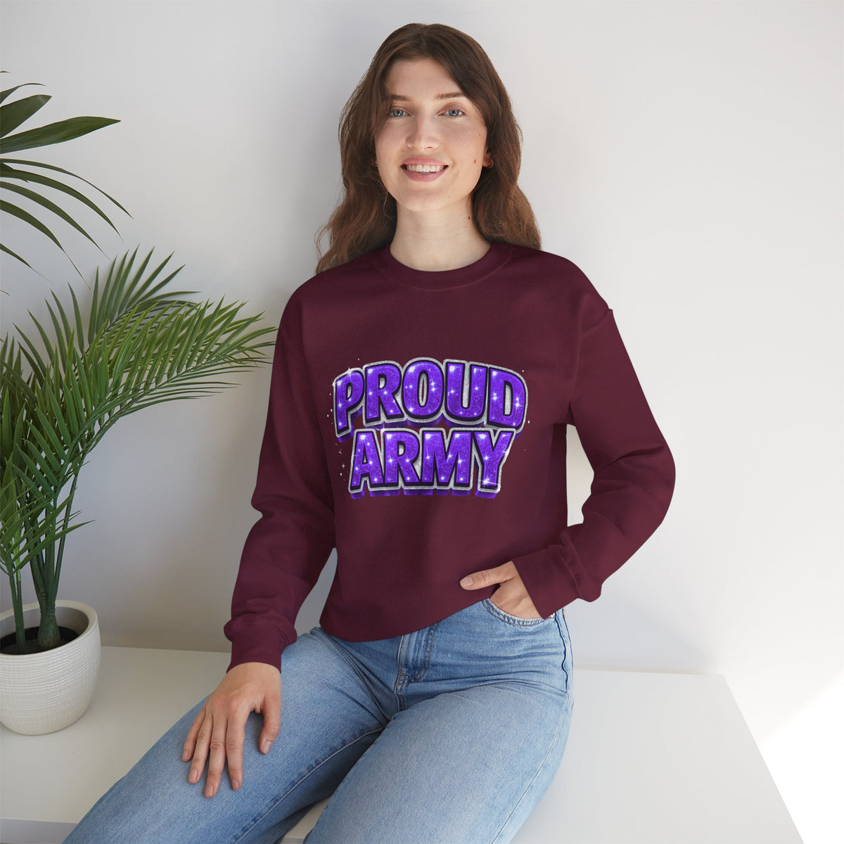 Proud Army Crewneck Sweatshirt — Support Pullover