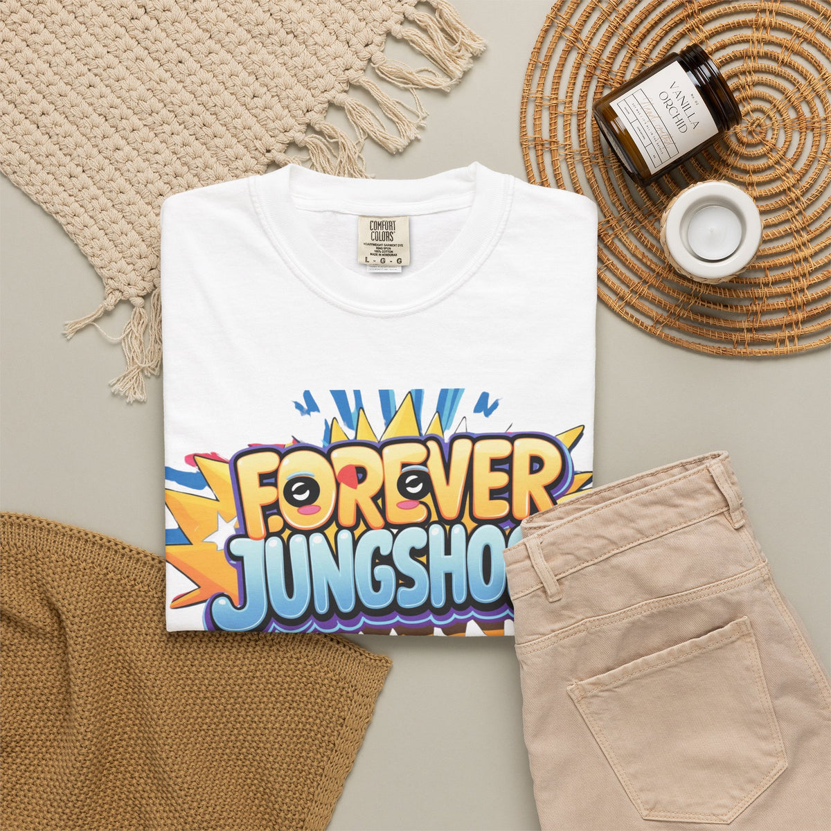 Forever Jungshook T-Shirt — Colorful Fan Graphic Tee