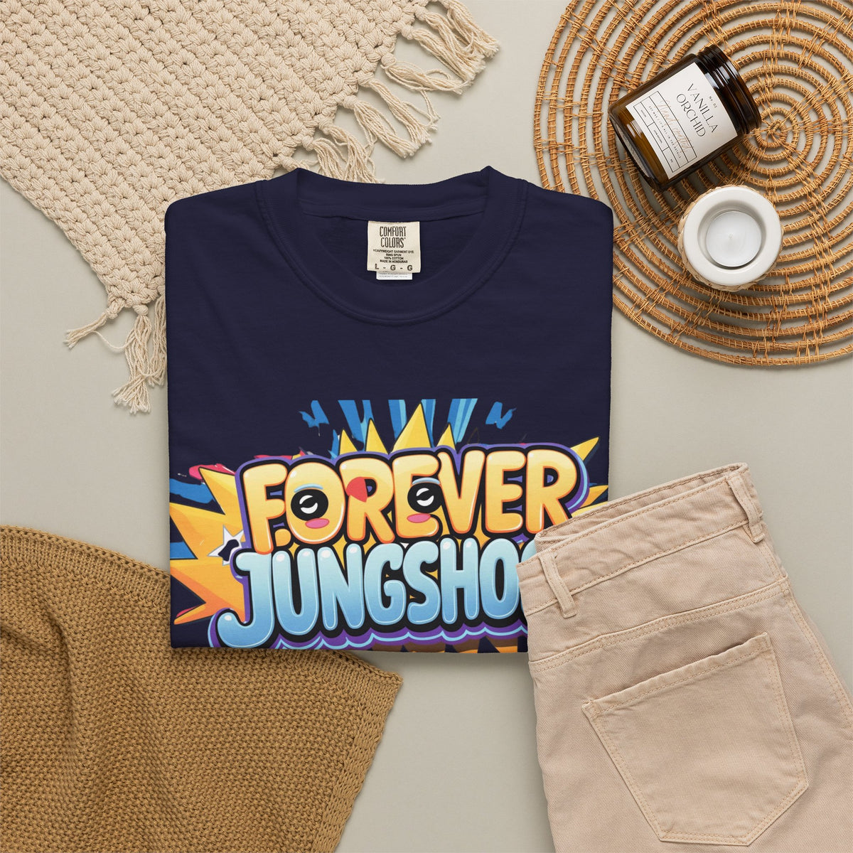 Forever Jungshook T-Shirt — Colorful Fan Graphic Tee