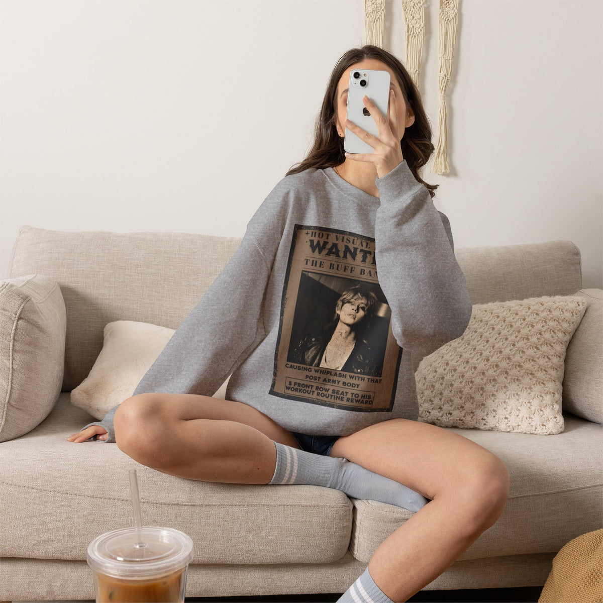 Wanted Poster Crewneck Sweatshirt — Vintage 'Buff Bandit' Graphic