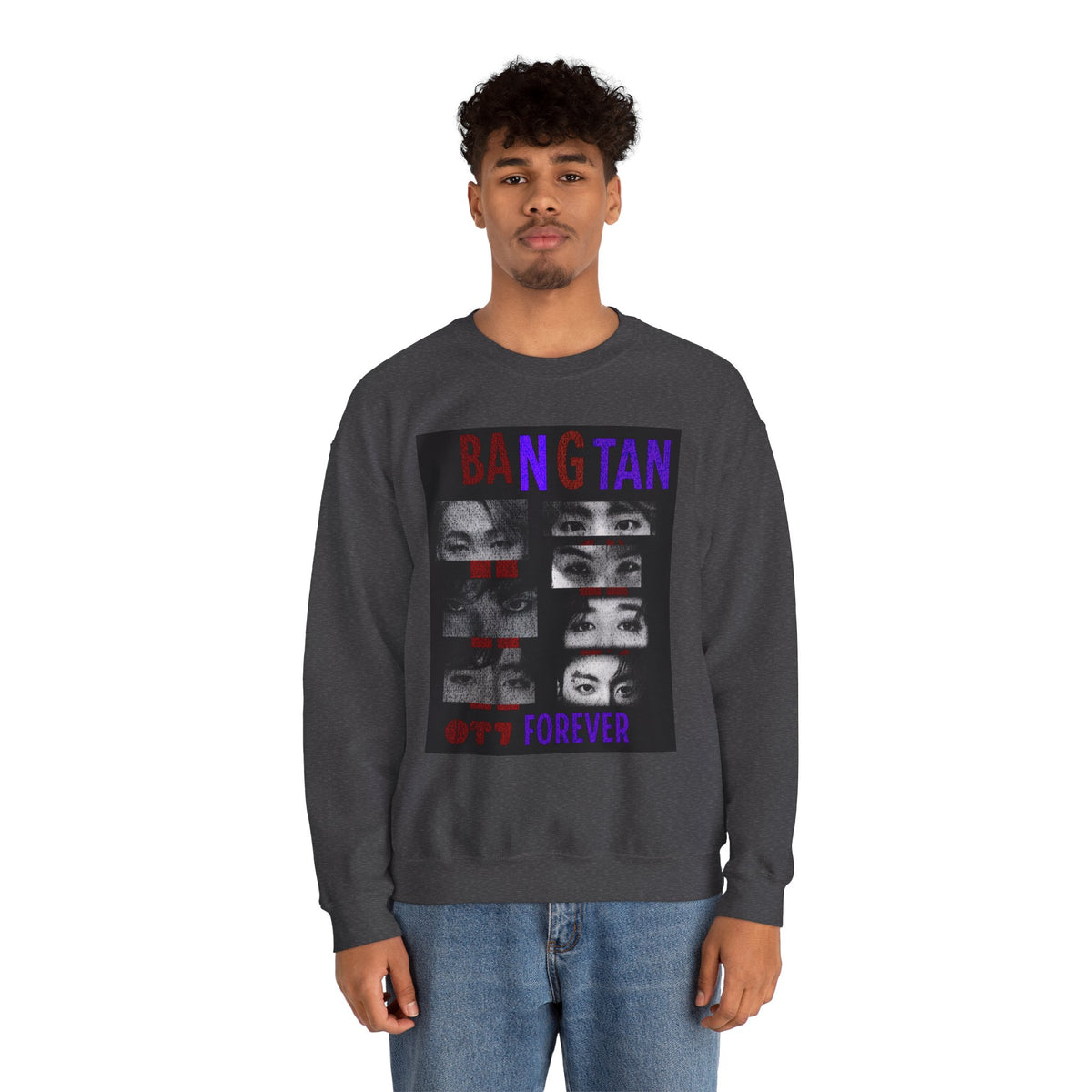 Bangtan Eyes Graphic Sweatshirt — K-Pop Fan Crewneck ("BANGTAN 07 FOREVER")