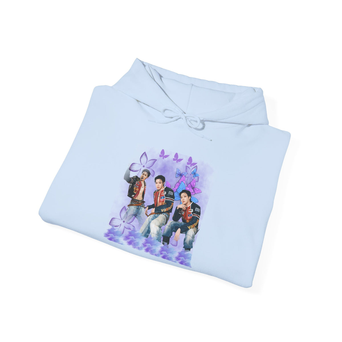 JHOPE Photo Hoodie — Purple Watercolor Floral Crew Sweatshirt