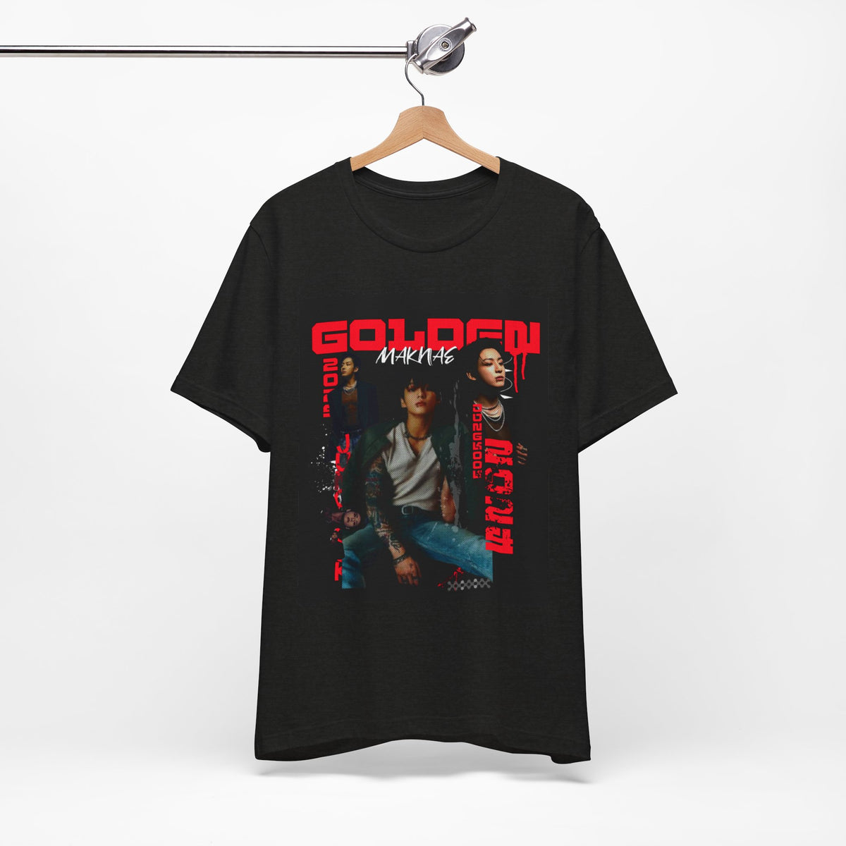 Jungkook Graphic Tee — Golden (Red Text)