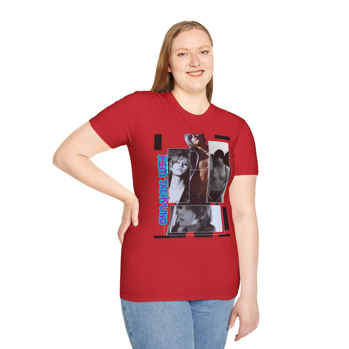 V Photo Collage Tee — Retro K-Pop Inspired Graphic T-Shirt