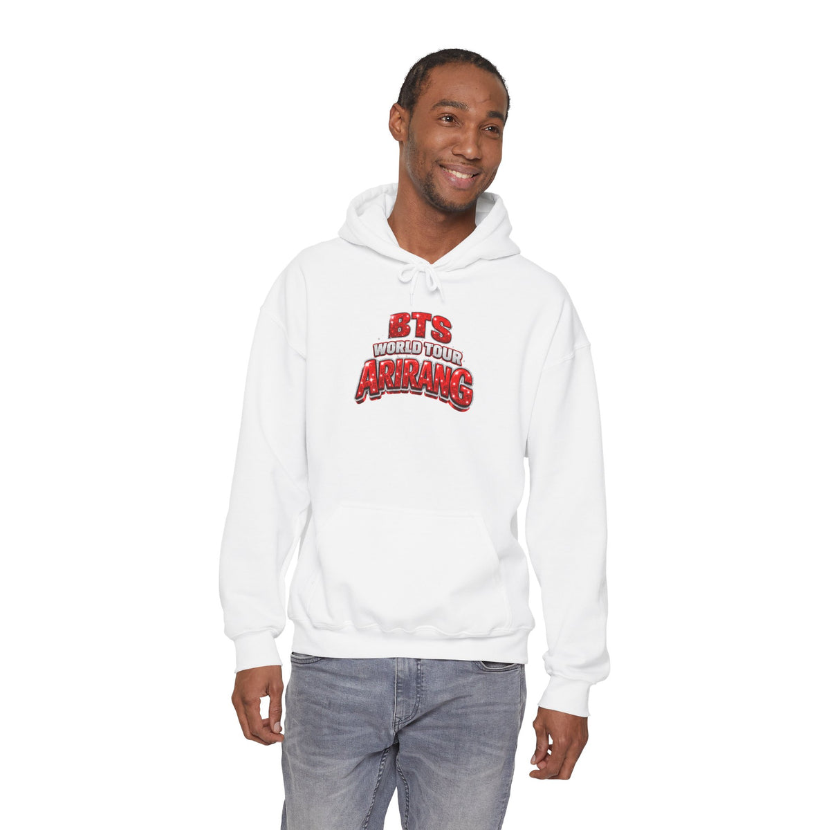 BTS Hoodie — "World Tour ARMY" Retro Red Graphic Pullover