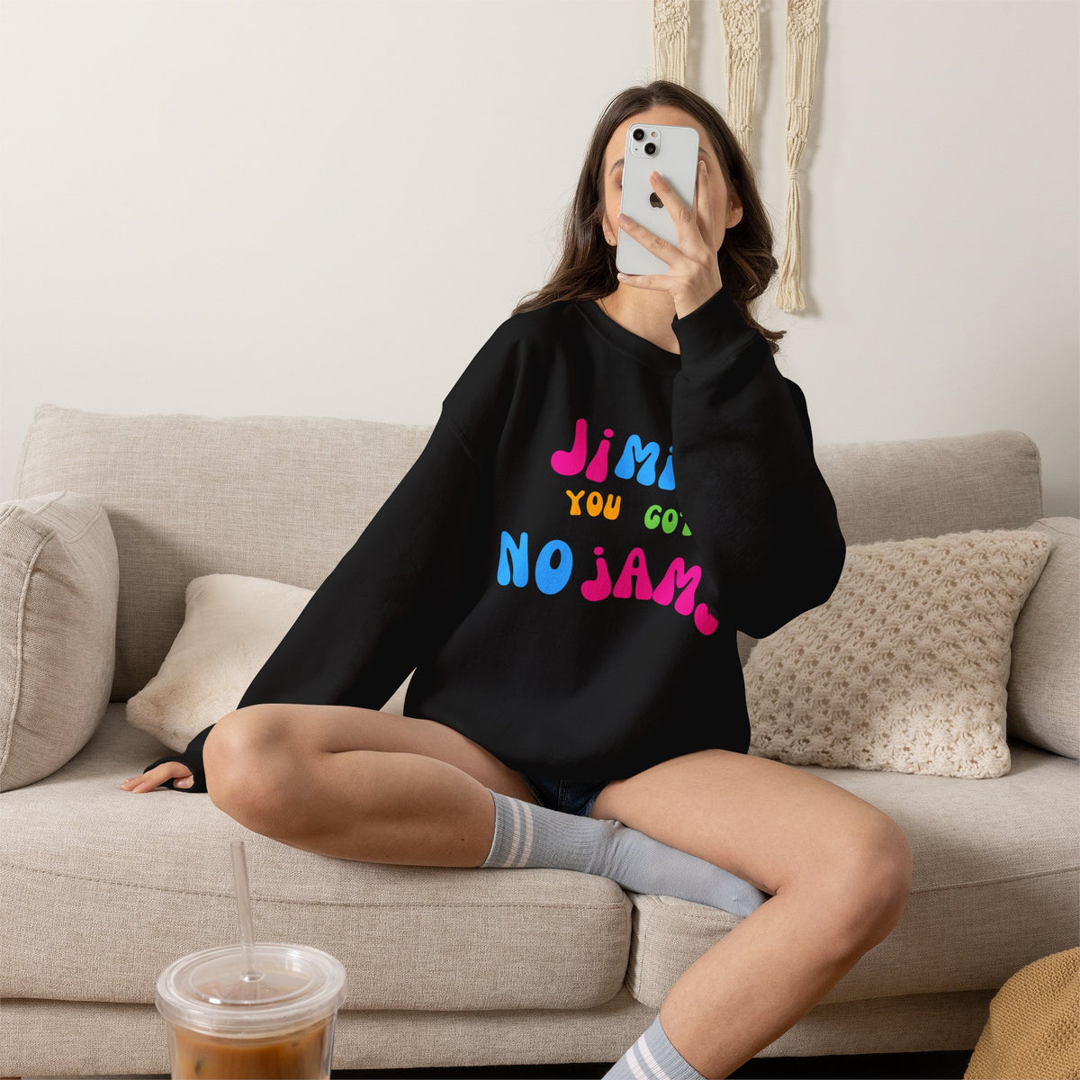 Crewneck Sweatshirt — "JIMIN You Got No Jams" Colorful K-Pop Fan Pullover