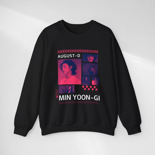 Suga Retro Photo Collage Sweatshirt — Pink Neon Portrait Crewneck