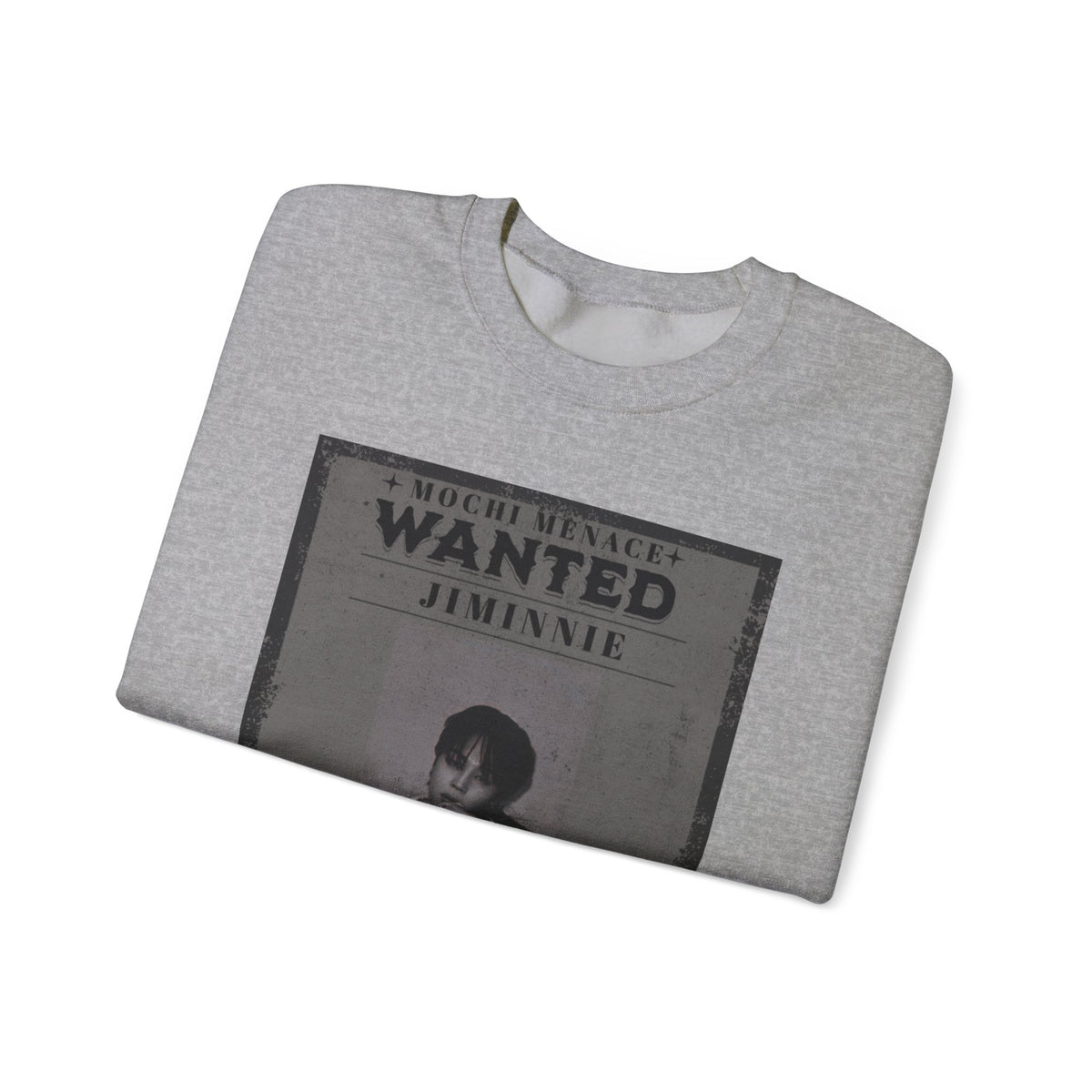 Wanted Poster Crewneck Sweatshirt — 'WANTED: Jiminie' Vintage K-Pop Graphic