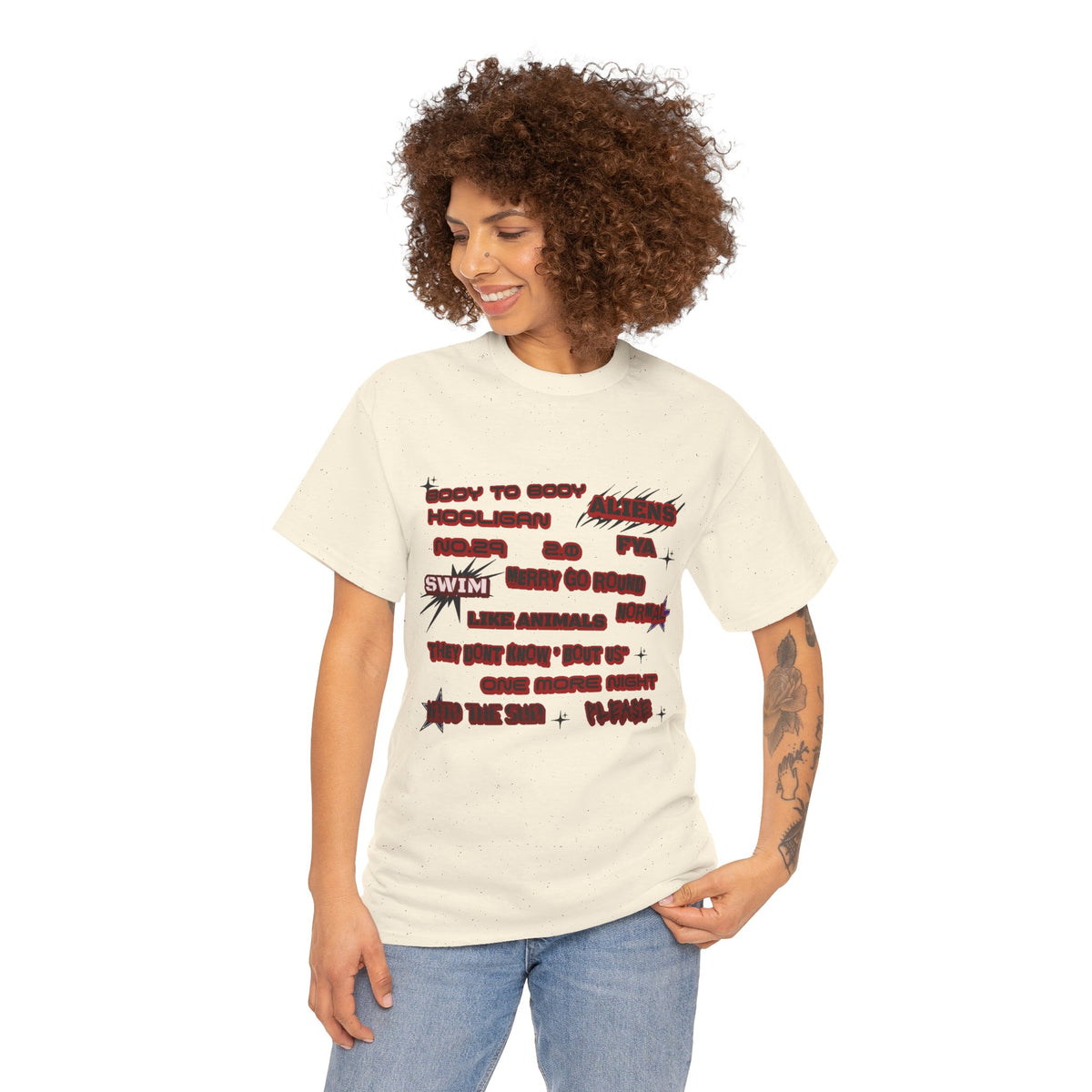 BTS ARIRANG Graphic Tee — Distorted Red Text Band Shirt
