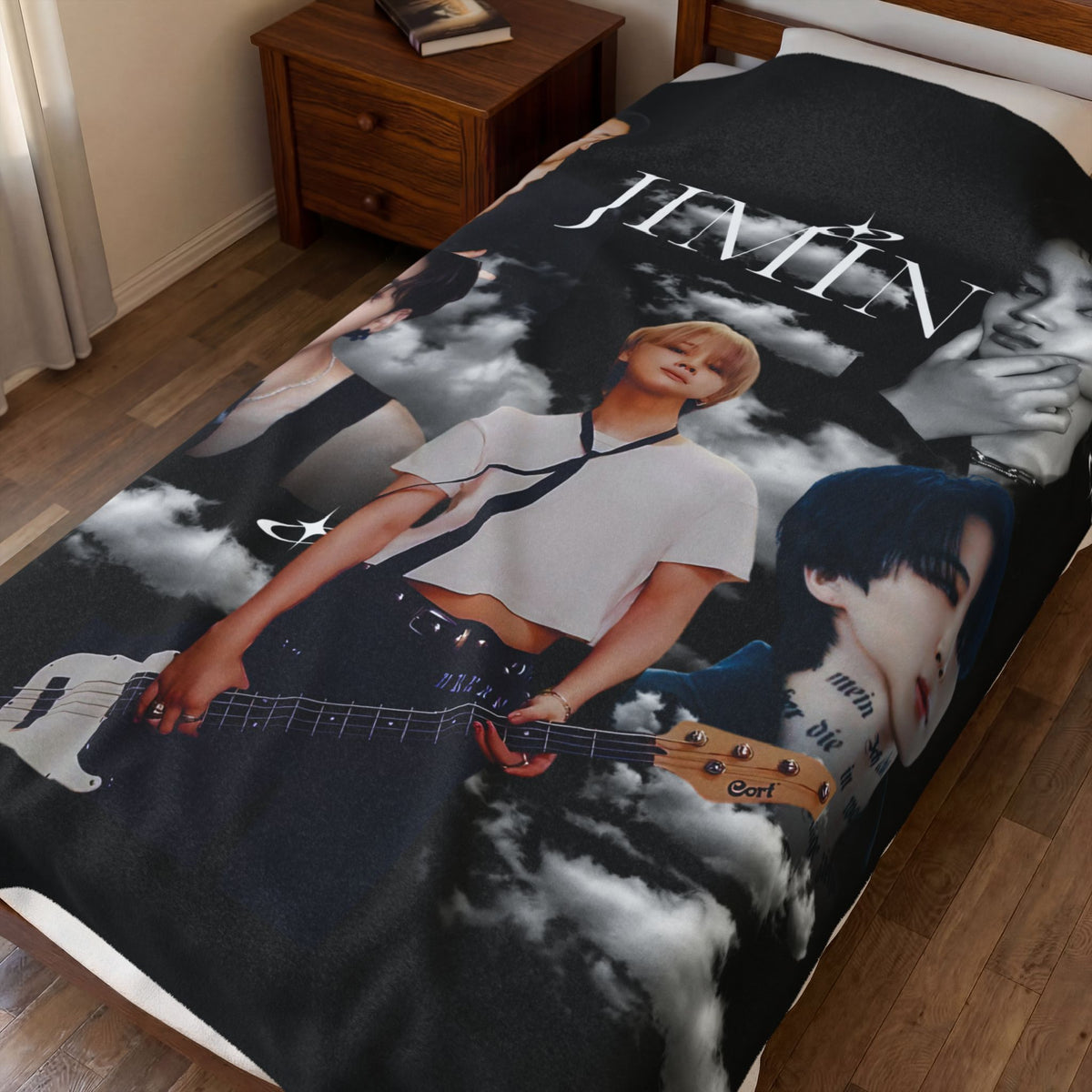 Velveteen Plush Blanket — Jimin Photo Collage Fleece Throw