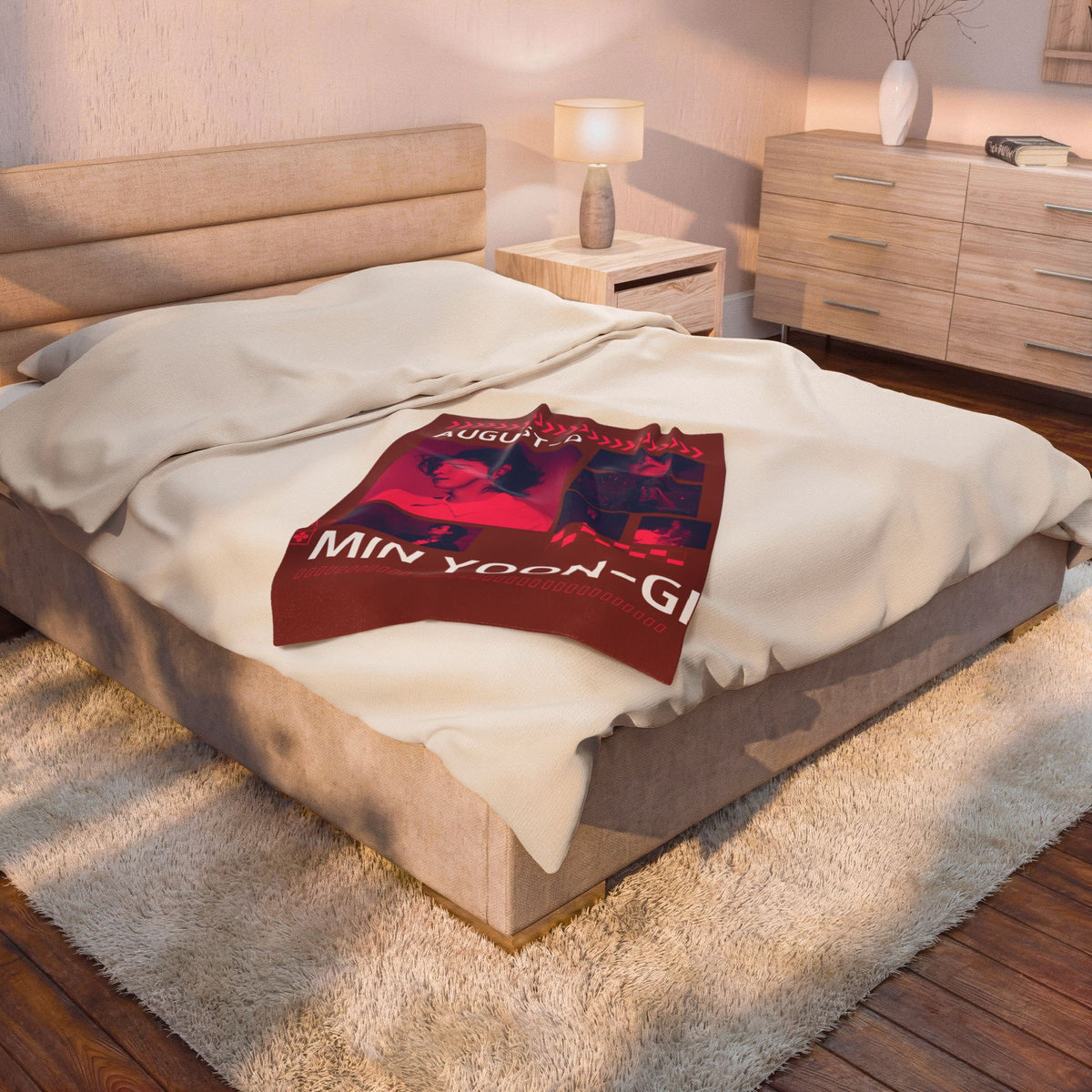 Velveteen Plush Blanket — Min Yoon‑Gi Photo Collage Throw (August‑D Design)