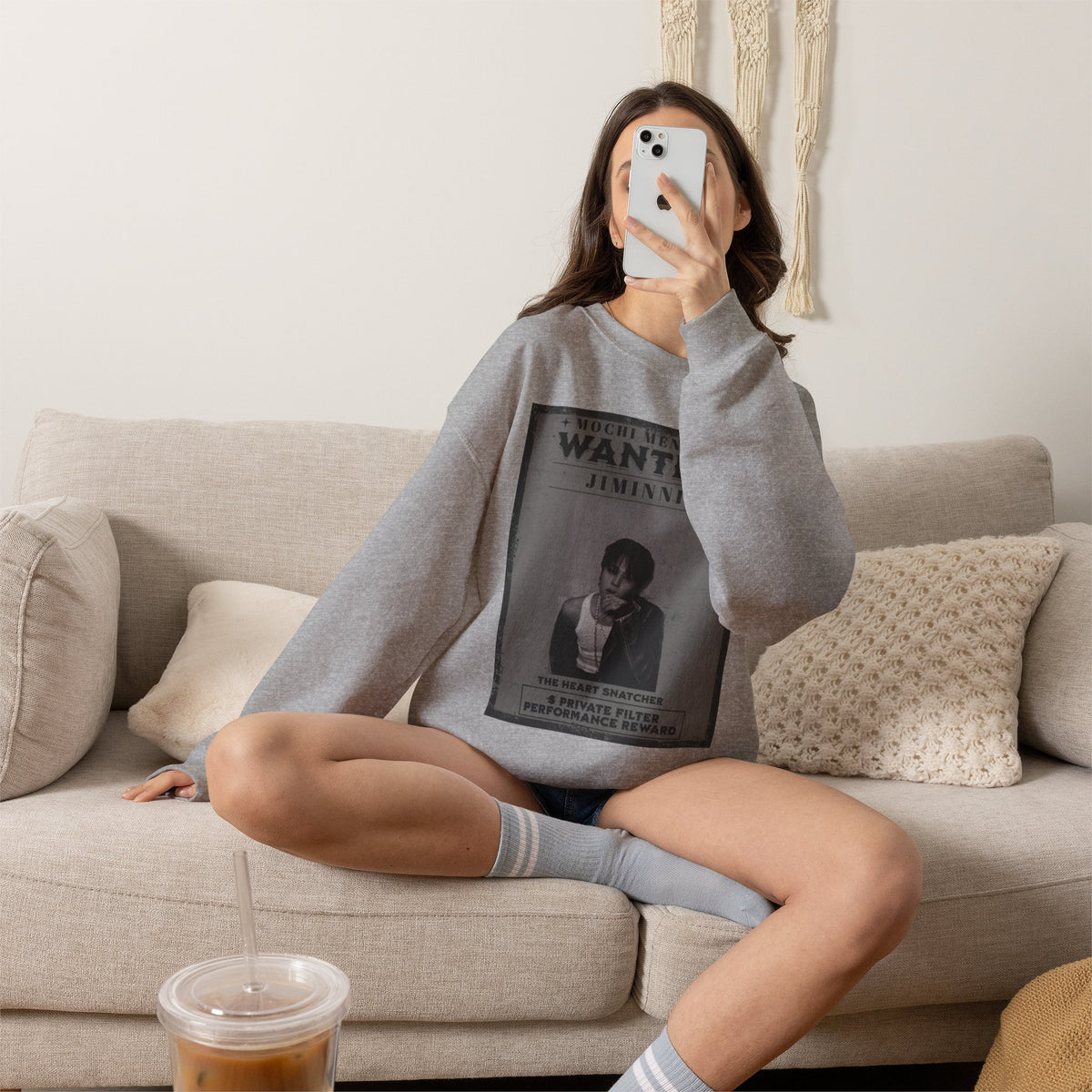 Wanted Poster Crewneck Sweatshirt — 'WANTED: Jiminie' Vintage K-Pop Graphic