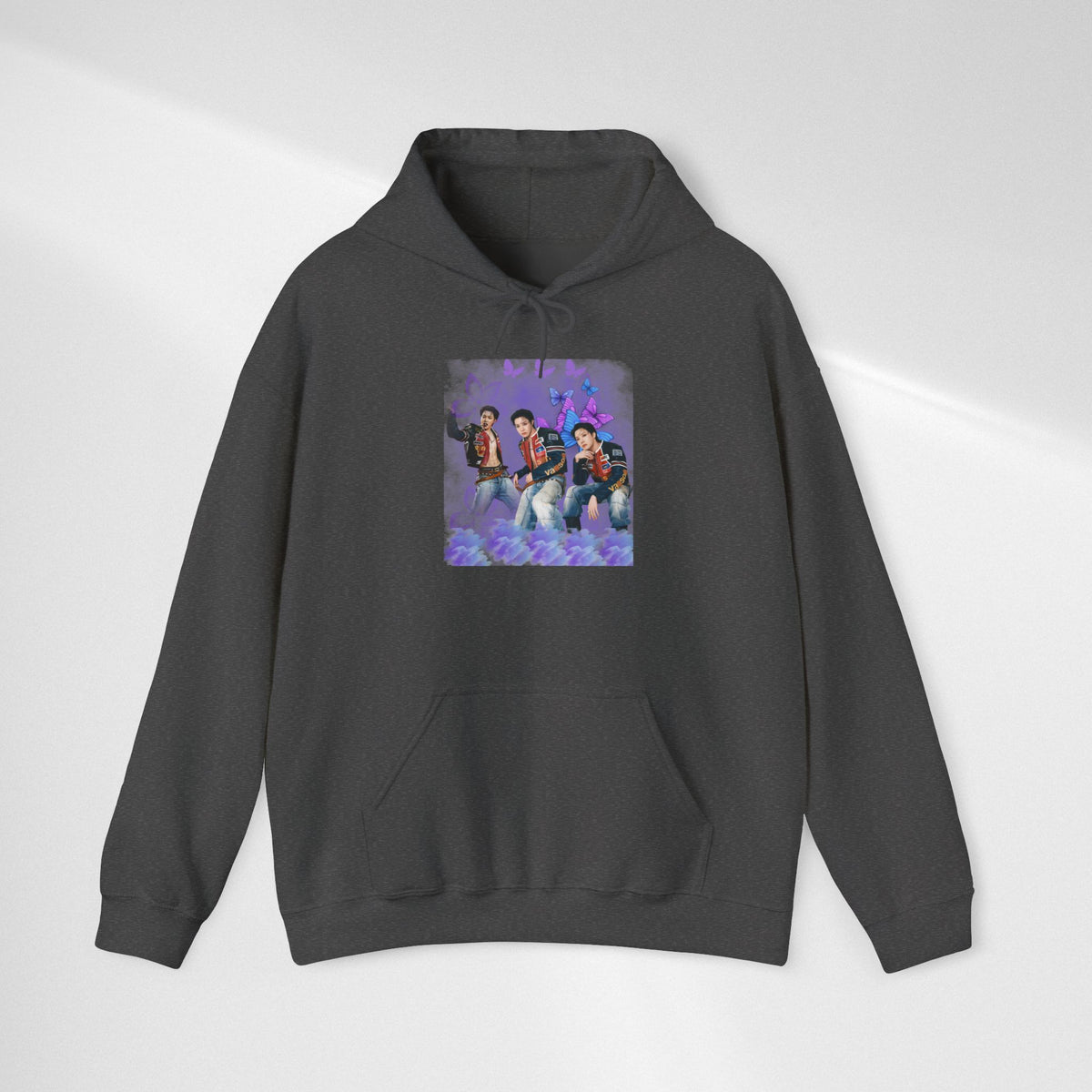 JHOPE Photo Hoodie — Purple Watercolor Floral Crew Sweatshirt
