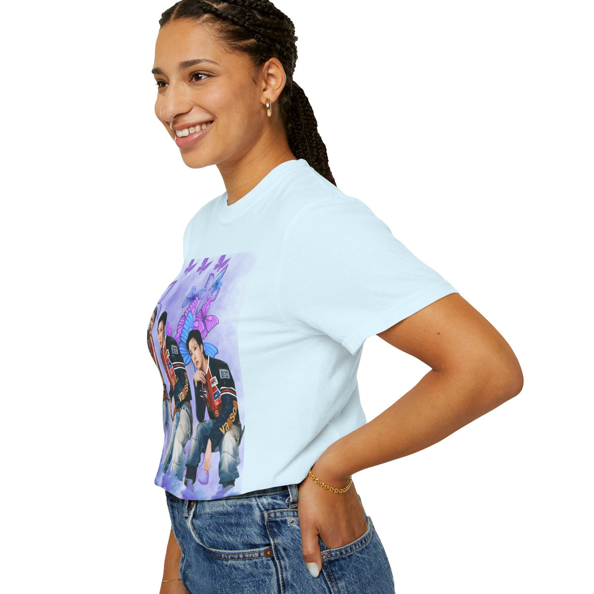 JHOPE Graphic T-Shirt — Purple Floral Portrait Tee