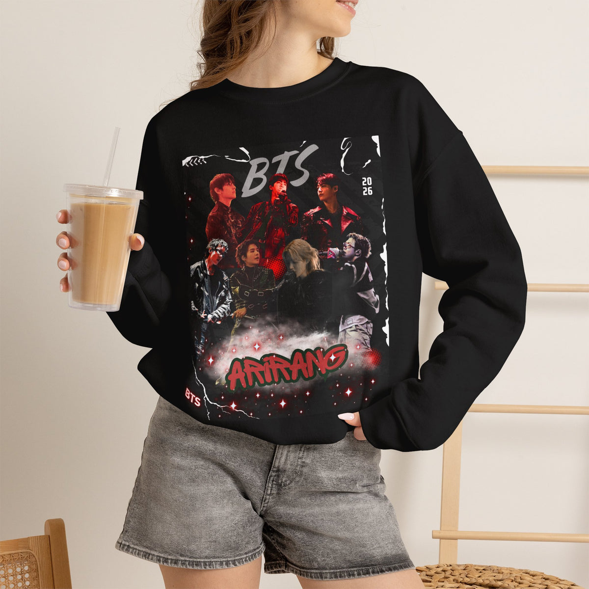 K-Pop Graphic Crewneck Sweatshirt — BTS Aesthetic Fan Design