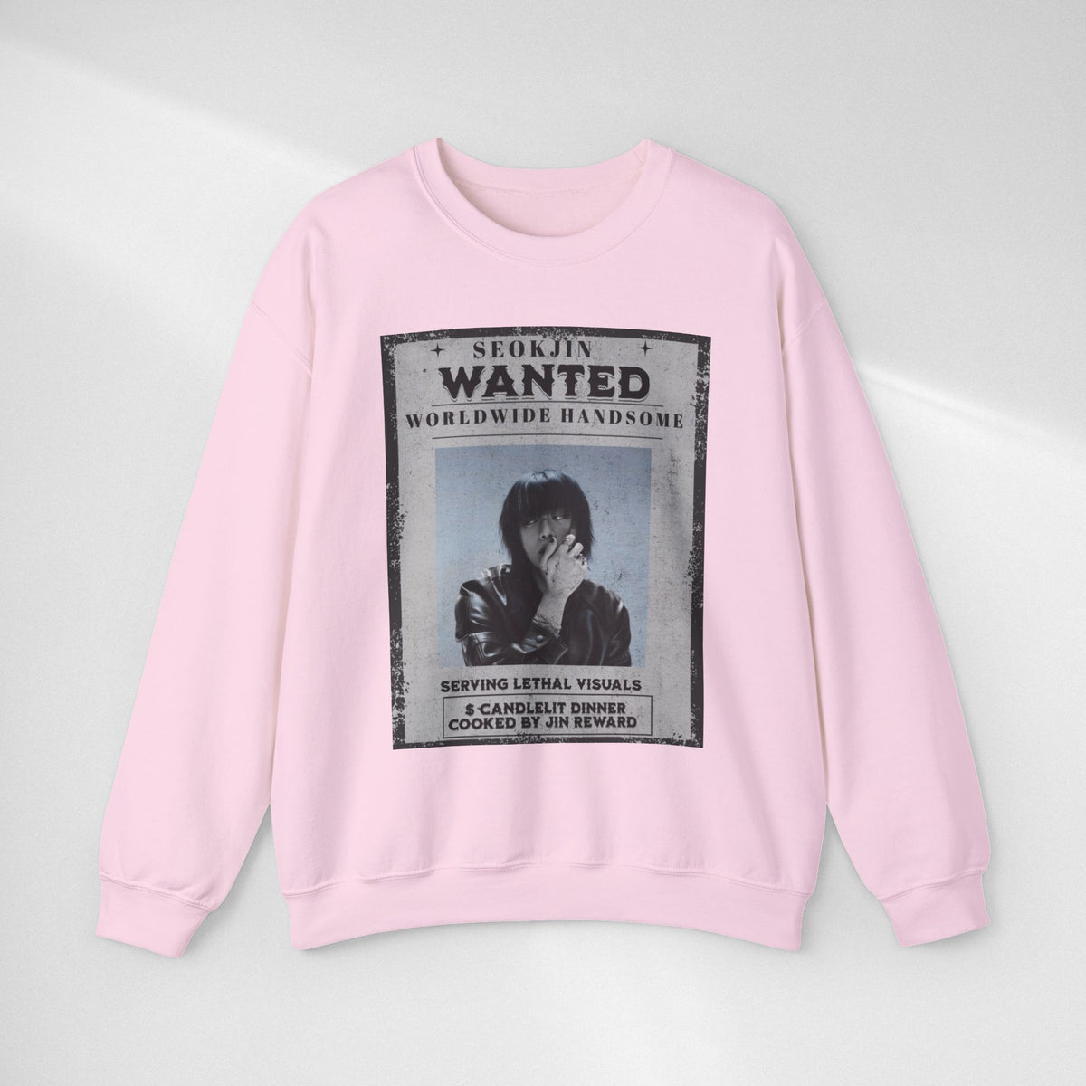 Crewneck Sweatshirt — 'Seojin Wanted: Worldwide Handsome' Vintage Poster Graphic