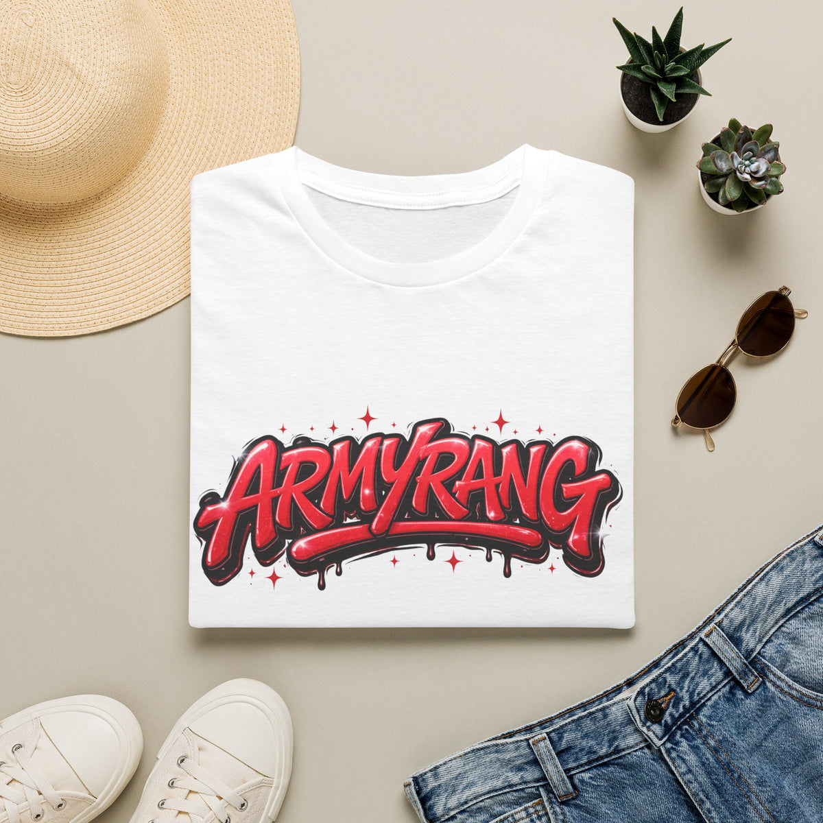ArmyRang Graphic T-Shirt — Red Graffiti Streetwear Tee