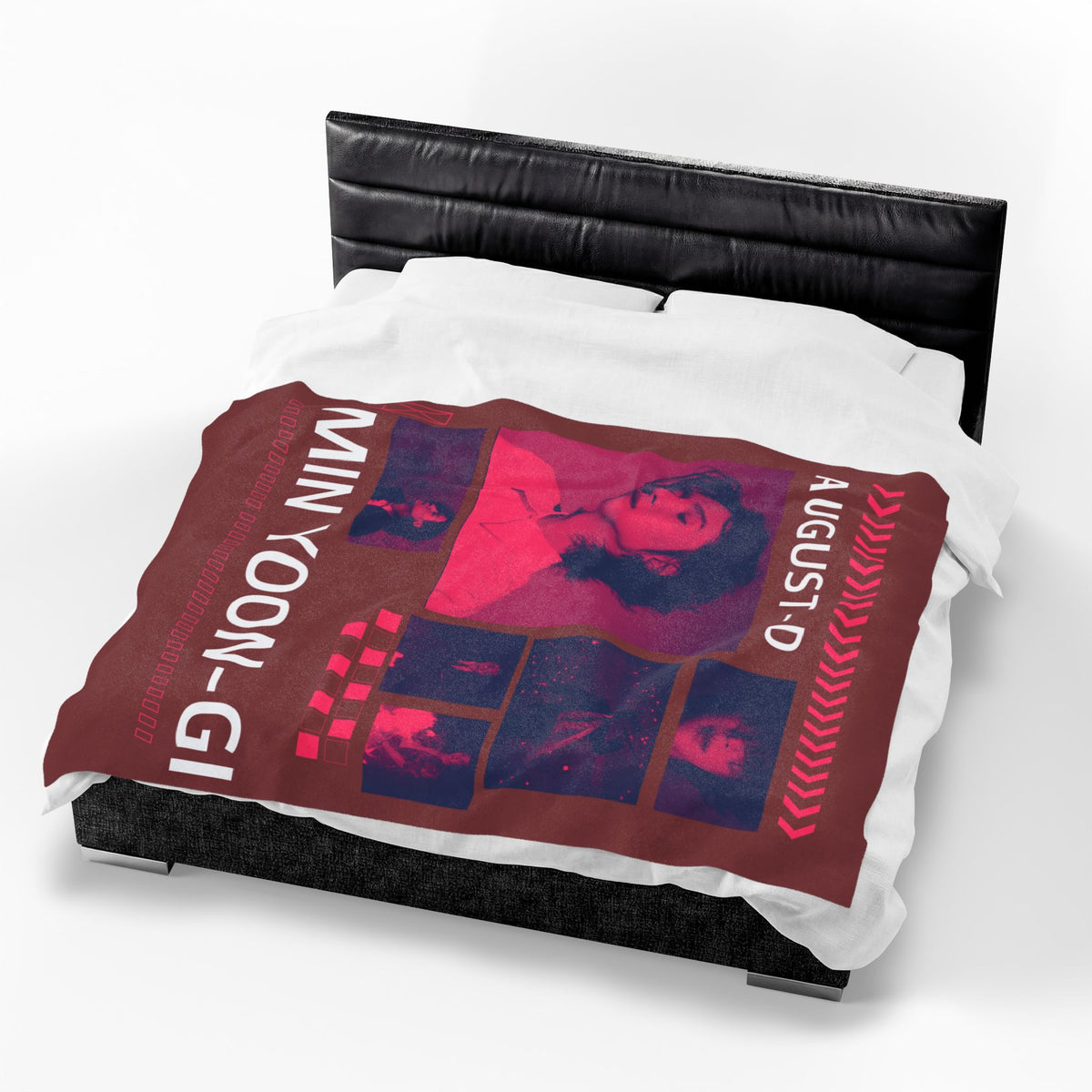 Velveteen Plush Blanket — Min Yoon‑Gi Photo Collage Throw (August‑D Design)