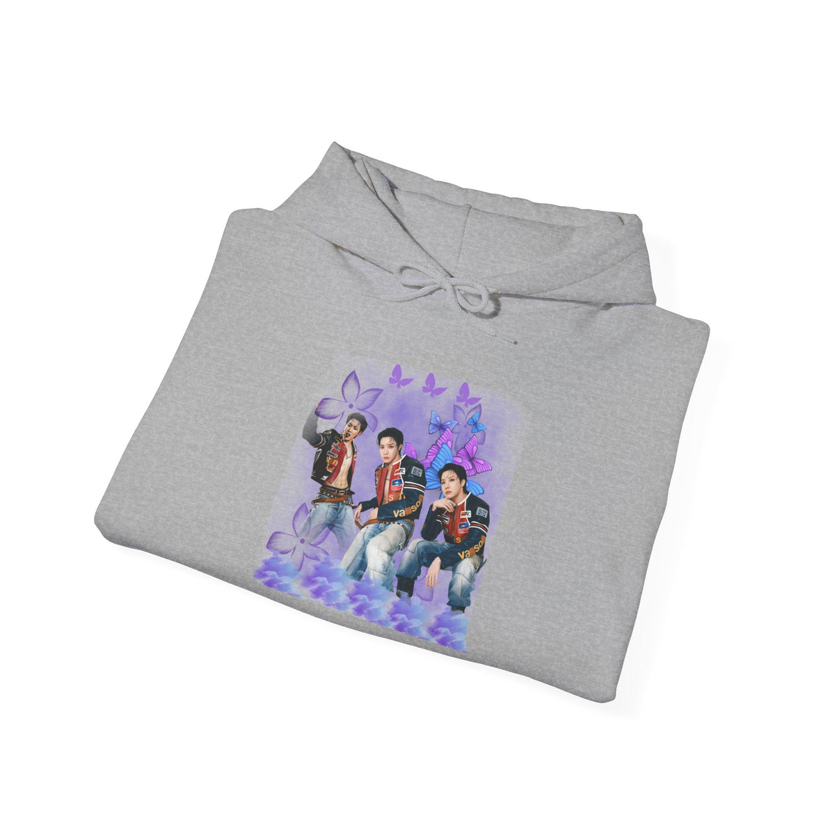 JHOPE Photo Hoodie — Purple Watercolor Floral Crew Sweatshirt