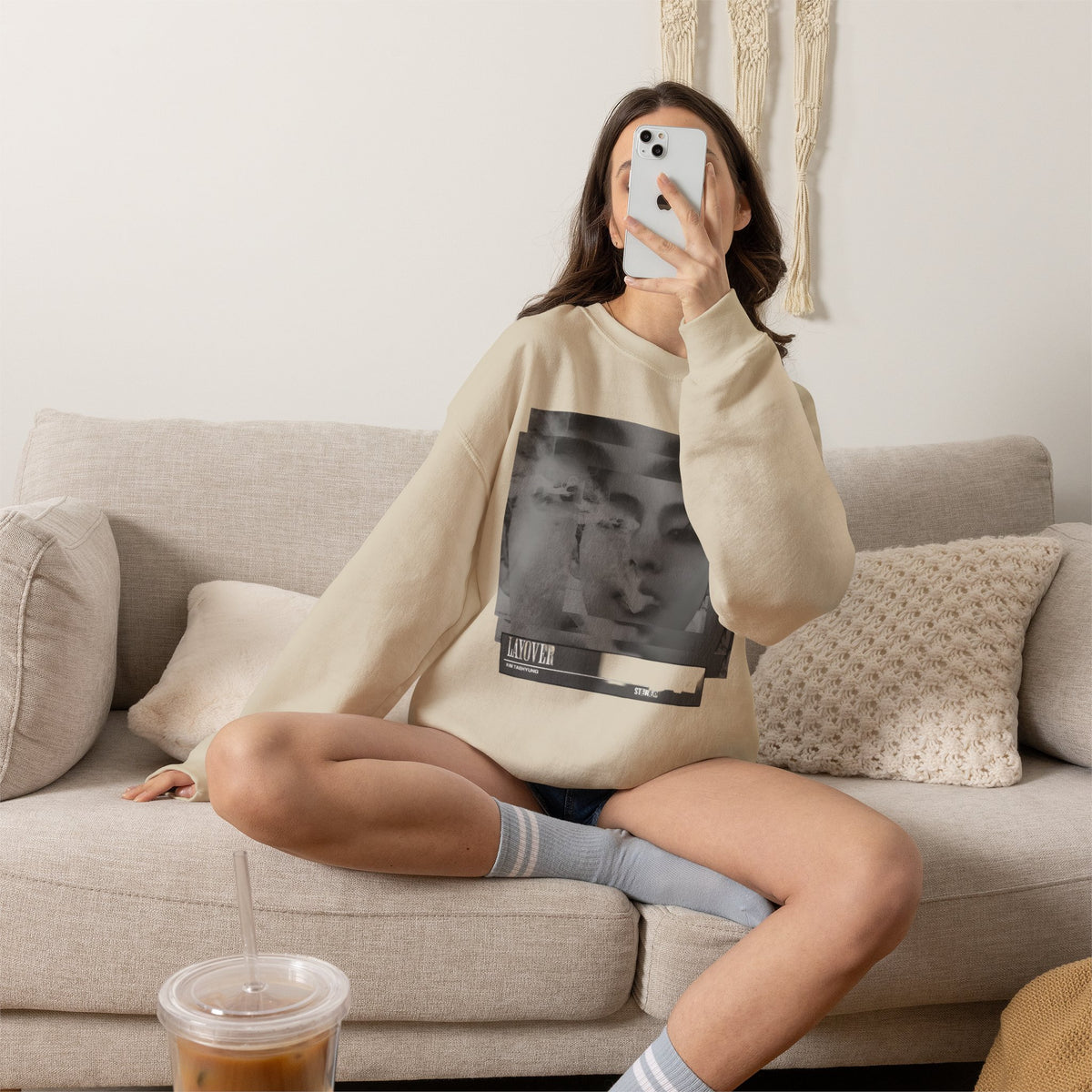 Graphic Crewneck Sweatshirt – Moody Collage Face Design