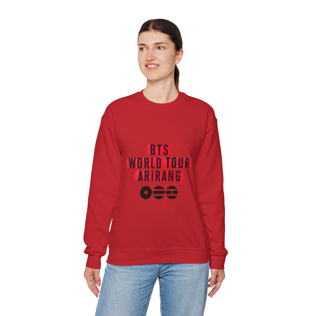 BTS ARMY Crewneck Sweatshirt — “BTS World Tour Arirang” Front & “Army Forever Bangtan Forever” Back