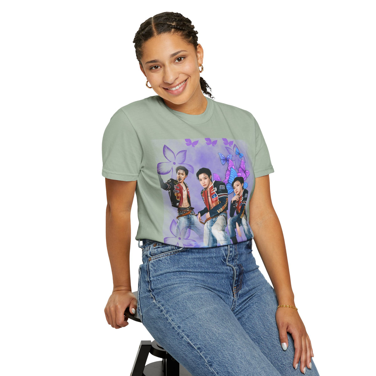 JHOPE Graphic T-Shirt — Purple Floral Portrait Tee