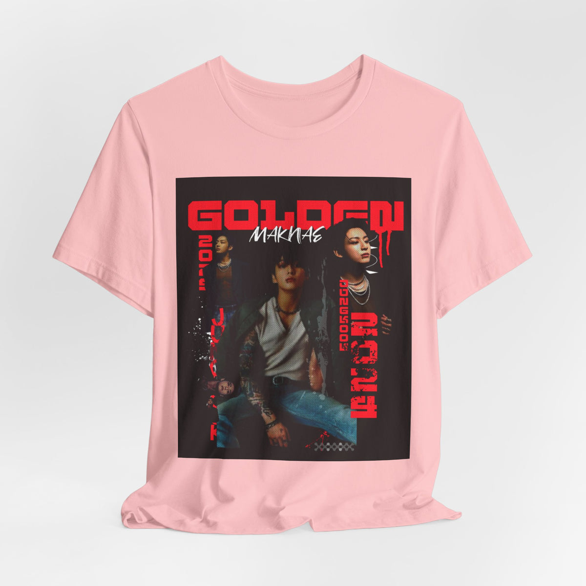 Jungkook Graphic Tee — Golden (Red Text)