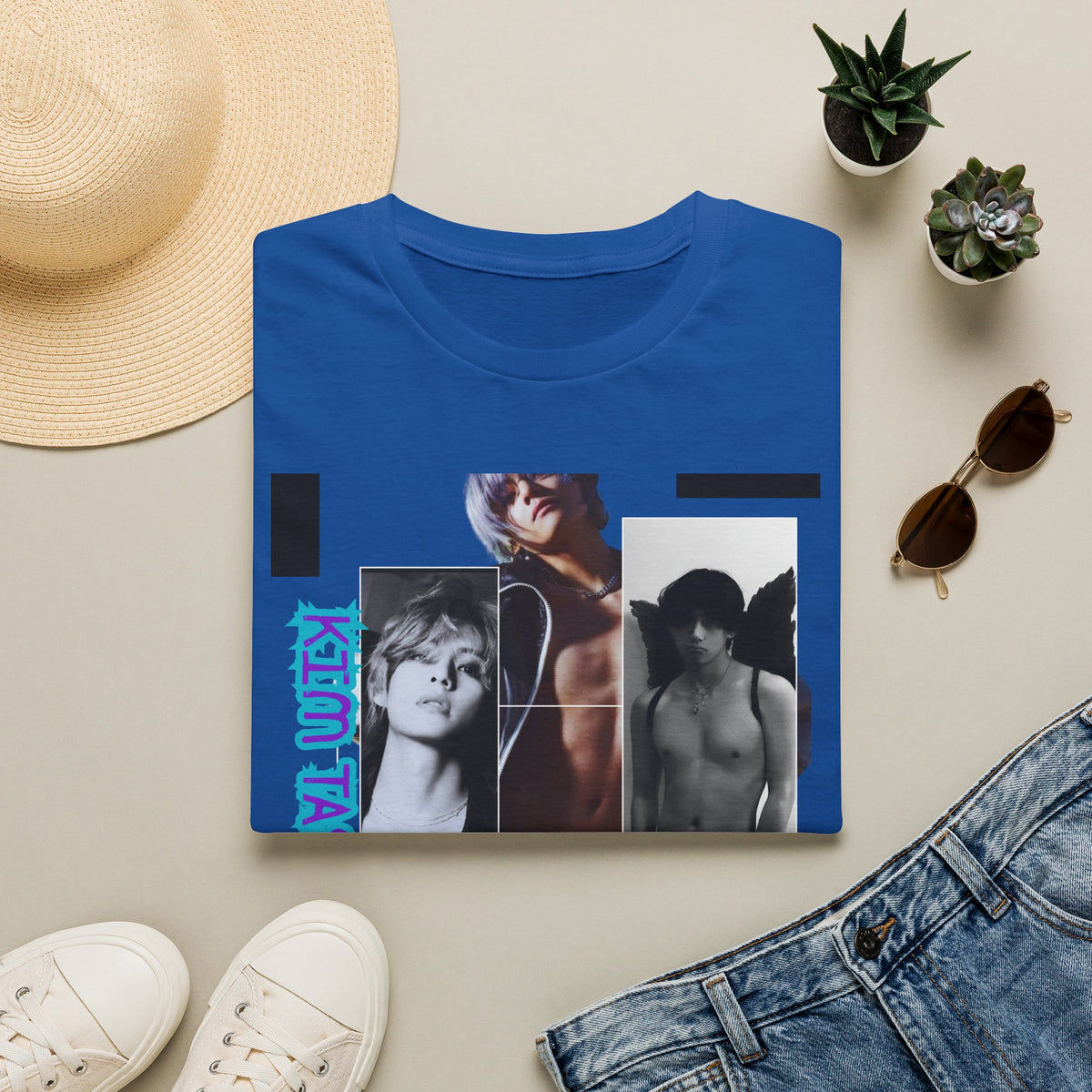 V Photo Collage Tee — Retro K-Pop Inspired Graphic T-Shirt