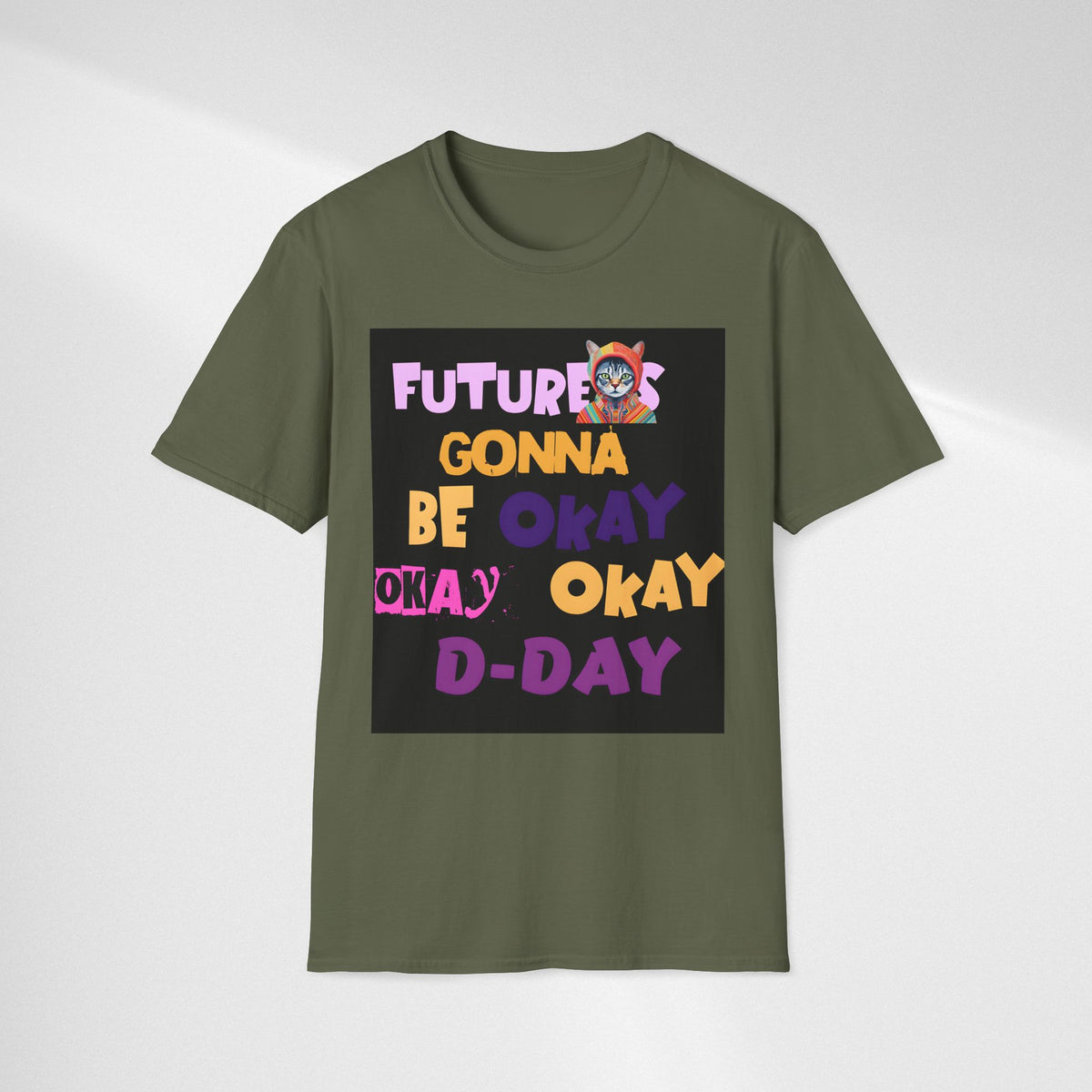 T-Shirt — “Future’s Gonna Be Okay” Positive Cat Graphic Tee