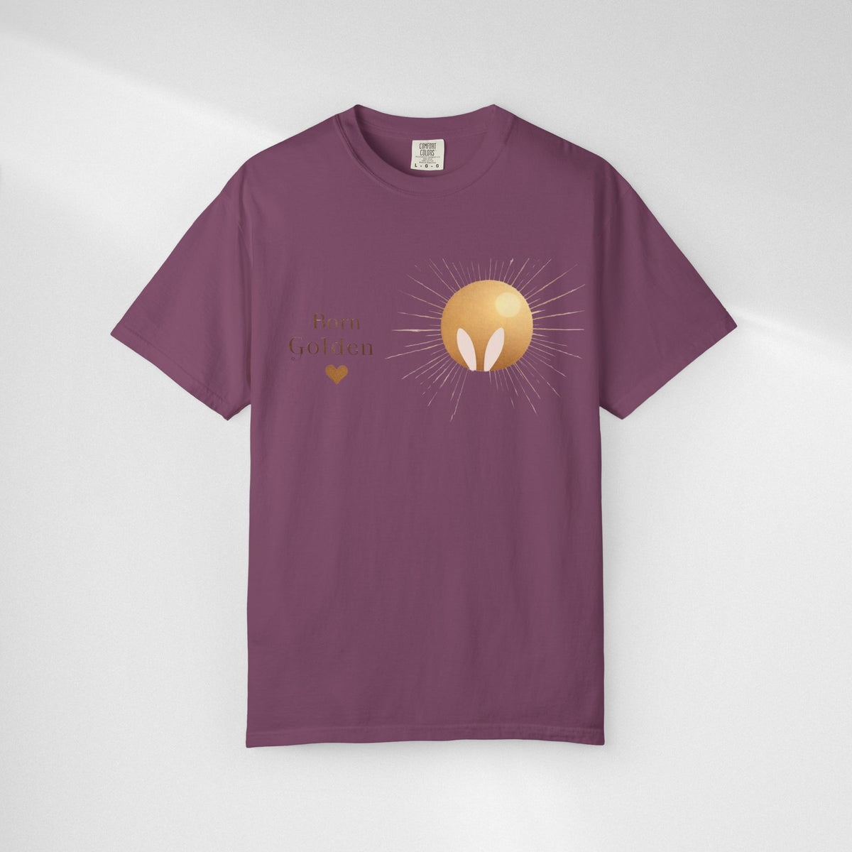 JK Born Golden Tee — Minimal Sun Badge Graphic T-Shirt