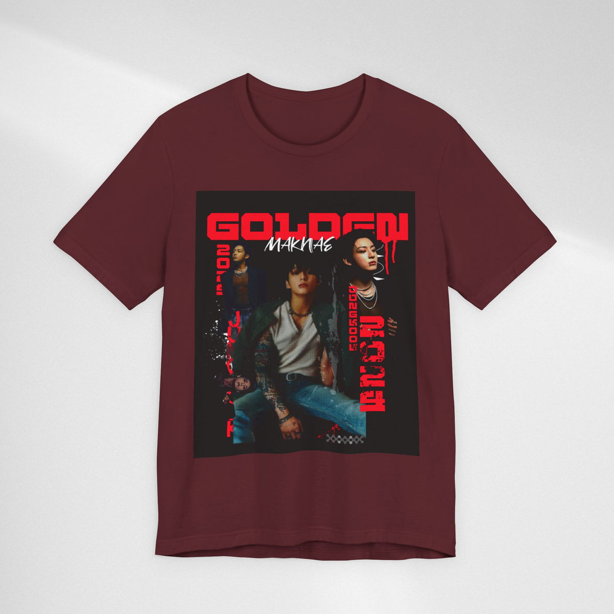 Jungkook Graphic Tee — Golden (Red Text)