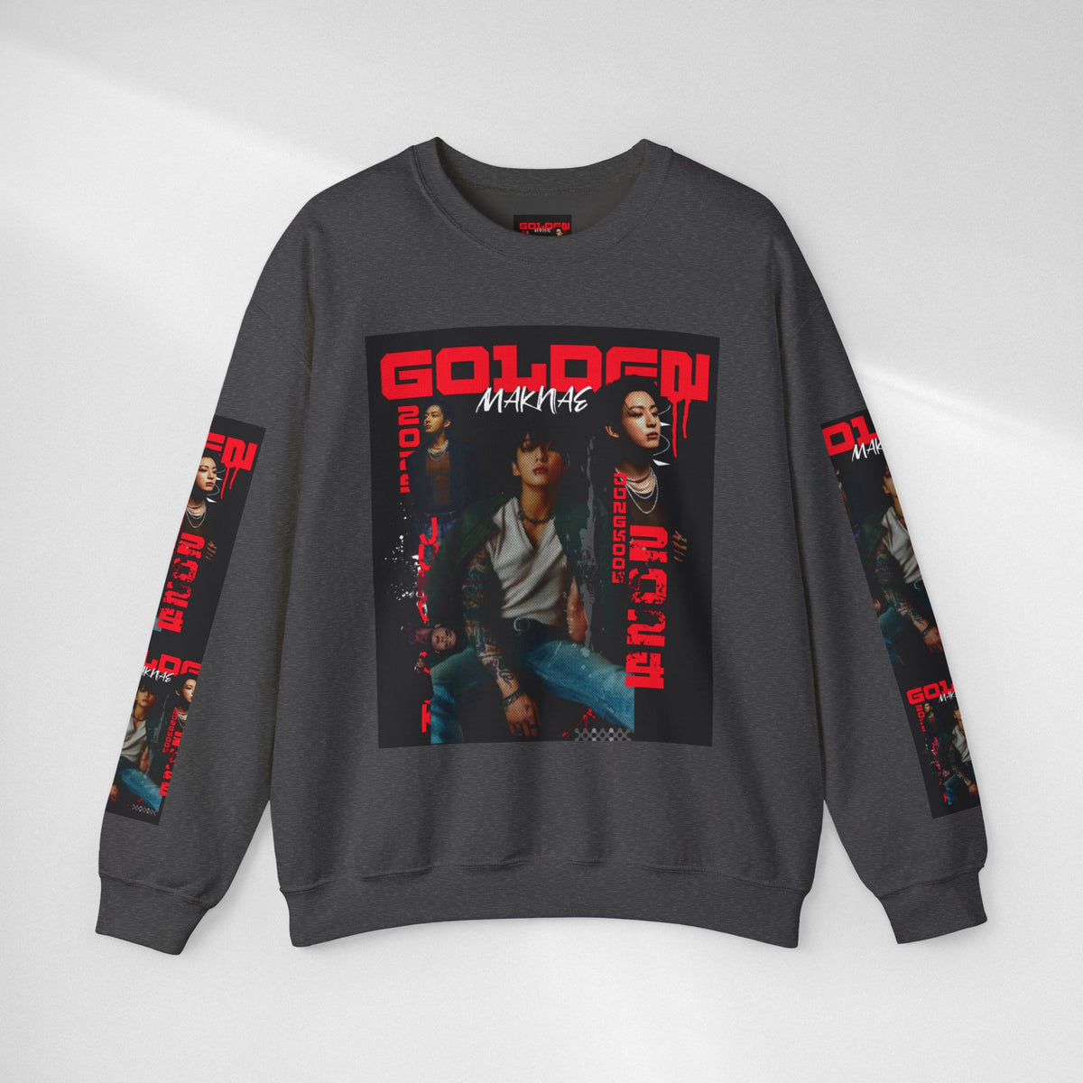 Jungkook Graphic Crewneck Sweatshirt — "GOLDEN"  Inspired Photo Print
