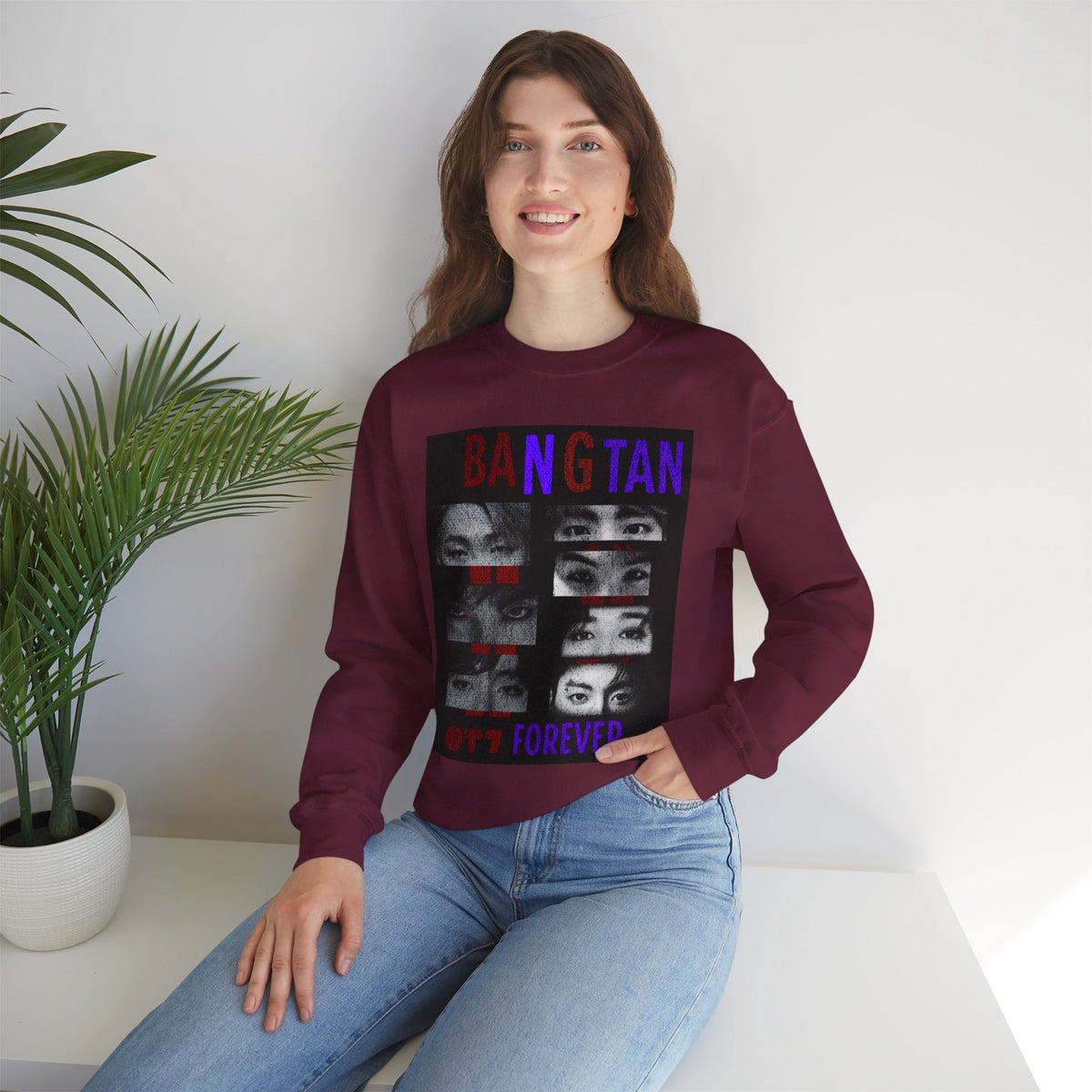 Bangtan Eyes Graphic Sweatshirt — K-Pop Fan Crewneck ("BANGTAN 07 FOREVER")