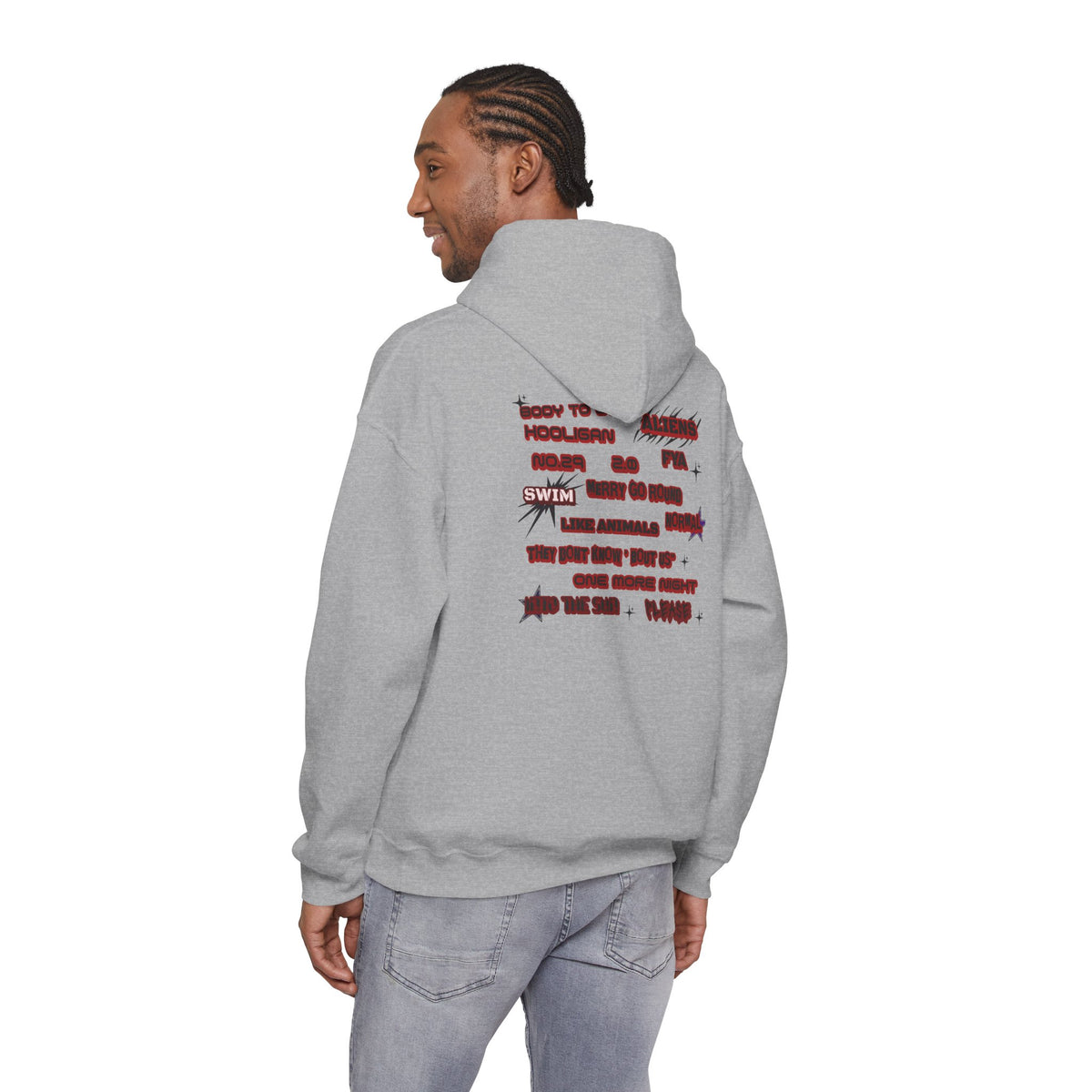 BTS Text Graphic Hoodie —  Red Script Sweatshirt