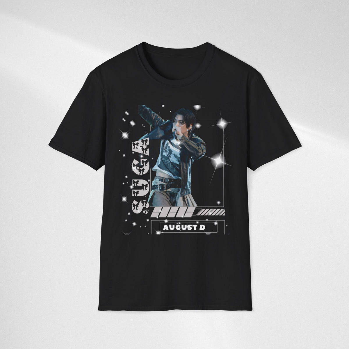Vintage K-Pop Idol Graphic Tee — "SUGA 93" Sparkle Jersey Shirt